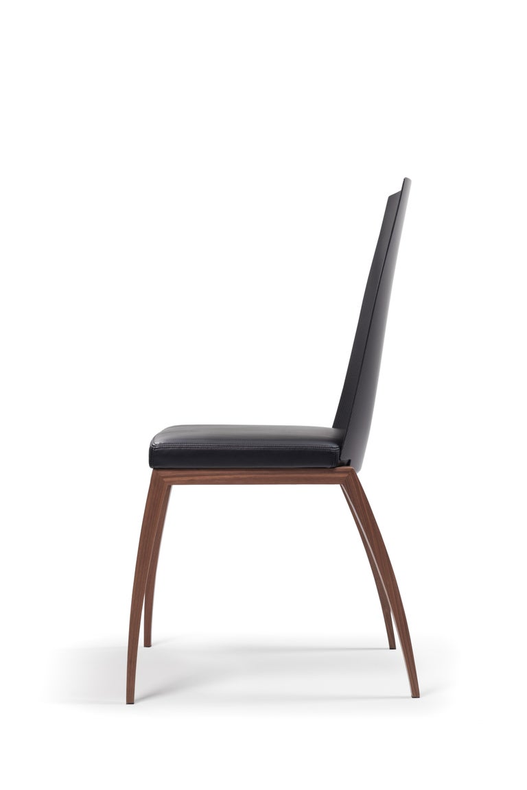 Italian Fibra Chair, Design Chair in Carbon Fiber and Canaletto Walnut, Made in Italy For Sale
