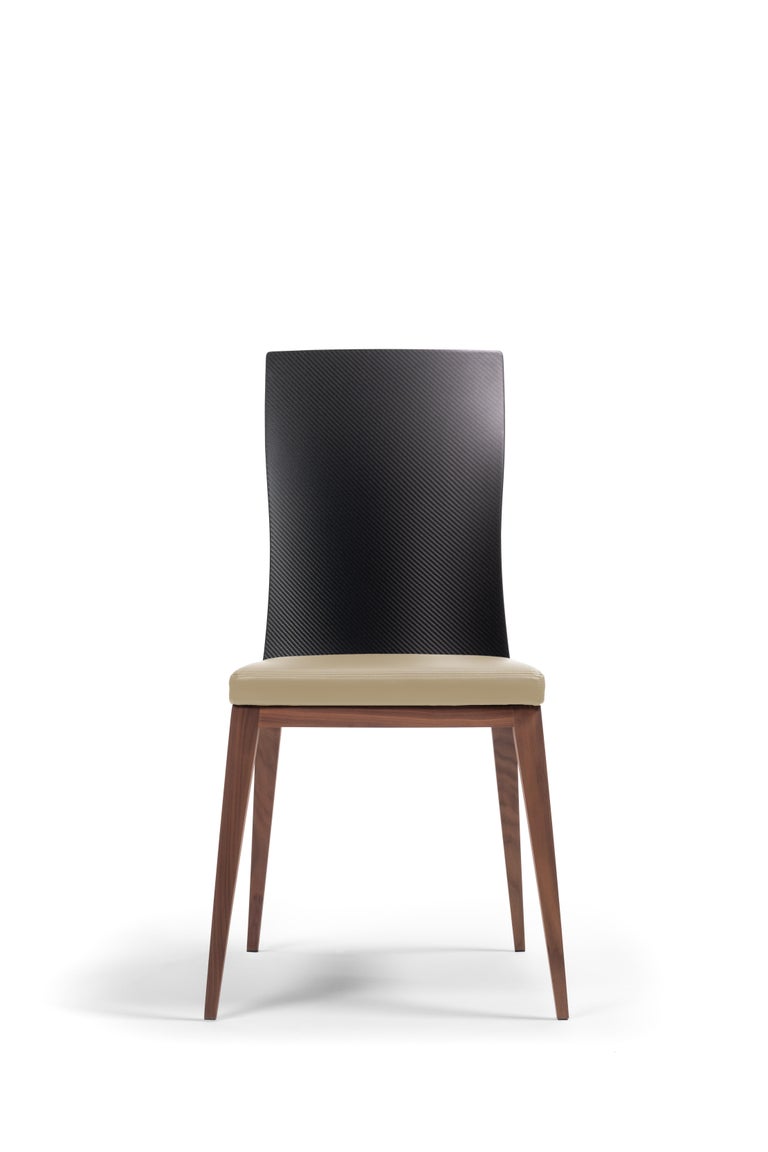Fibra Chair, Design Chair in Carbon Fiber and Canaletto Walnut, Made in Italy For Sale 2