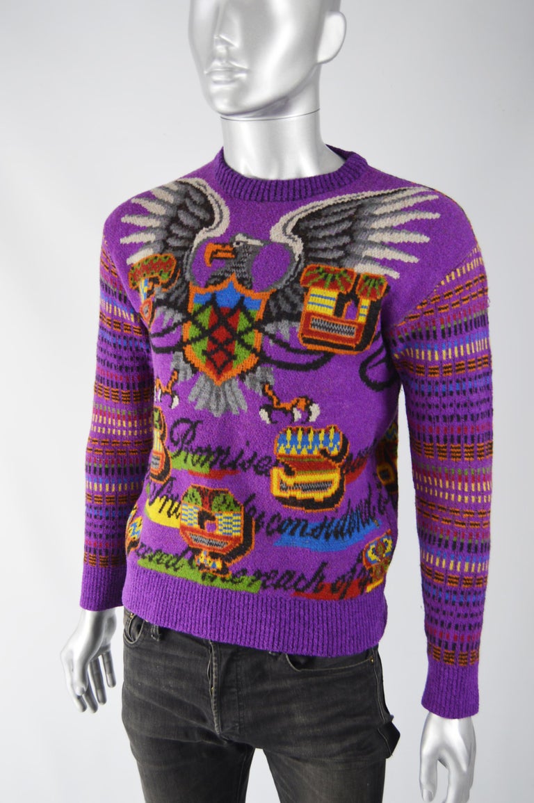 Ficce Yoshiyuki Konishi Vintage Purple Mens Unisex Sweater In Excellent Condition For Sale In Doncaster, South Yorkshire
