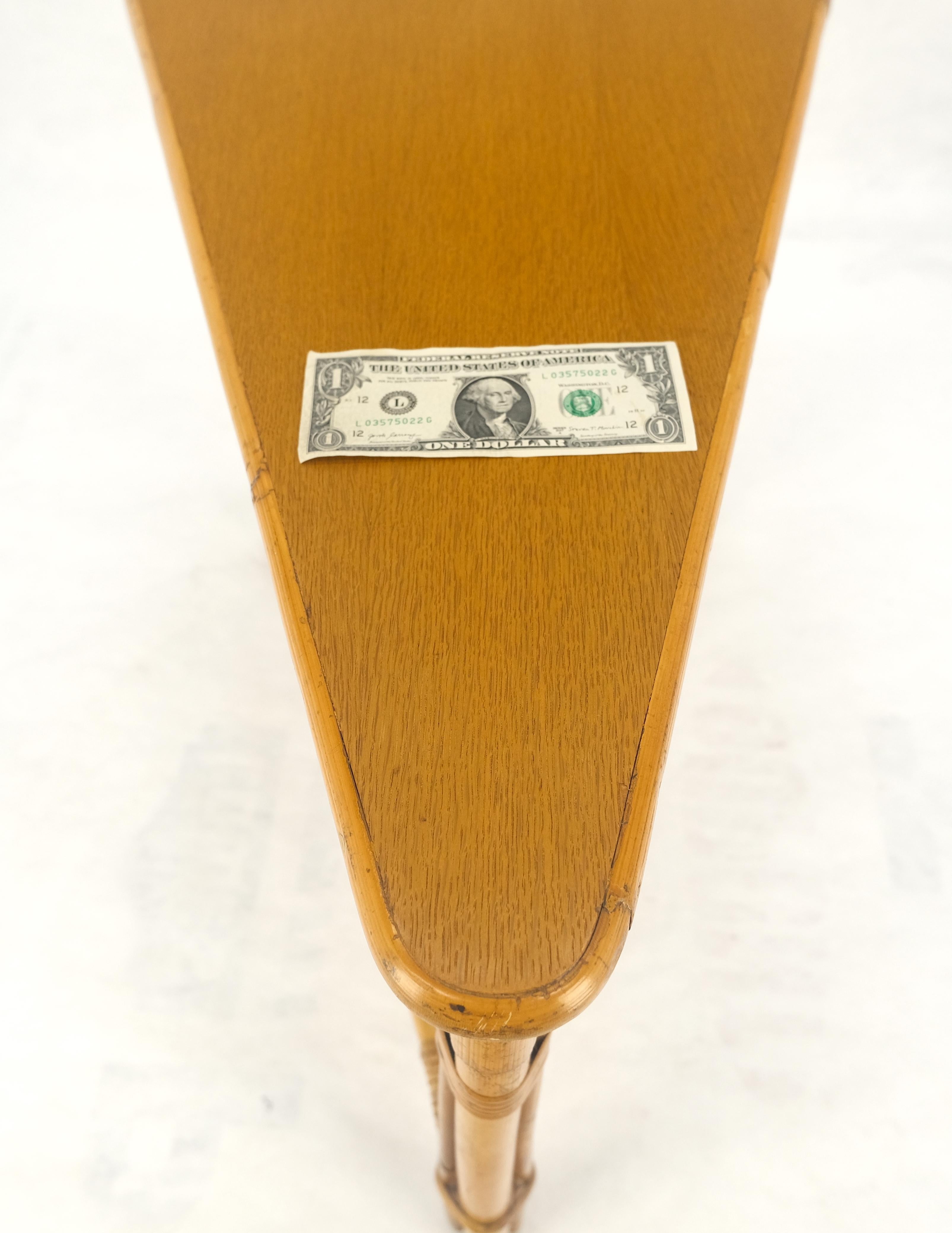 Fick Reed Atr Bamboo Rattam Wedge Triangle Shape Occasional Side End Table Stand For Sale 3