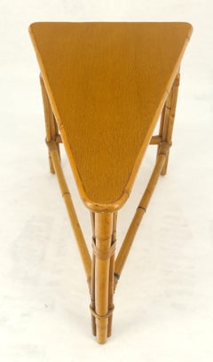 Fick Reed Atr Bamboo Rattam Wedge Triangle Shape Occasional Side End Table Stand