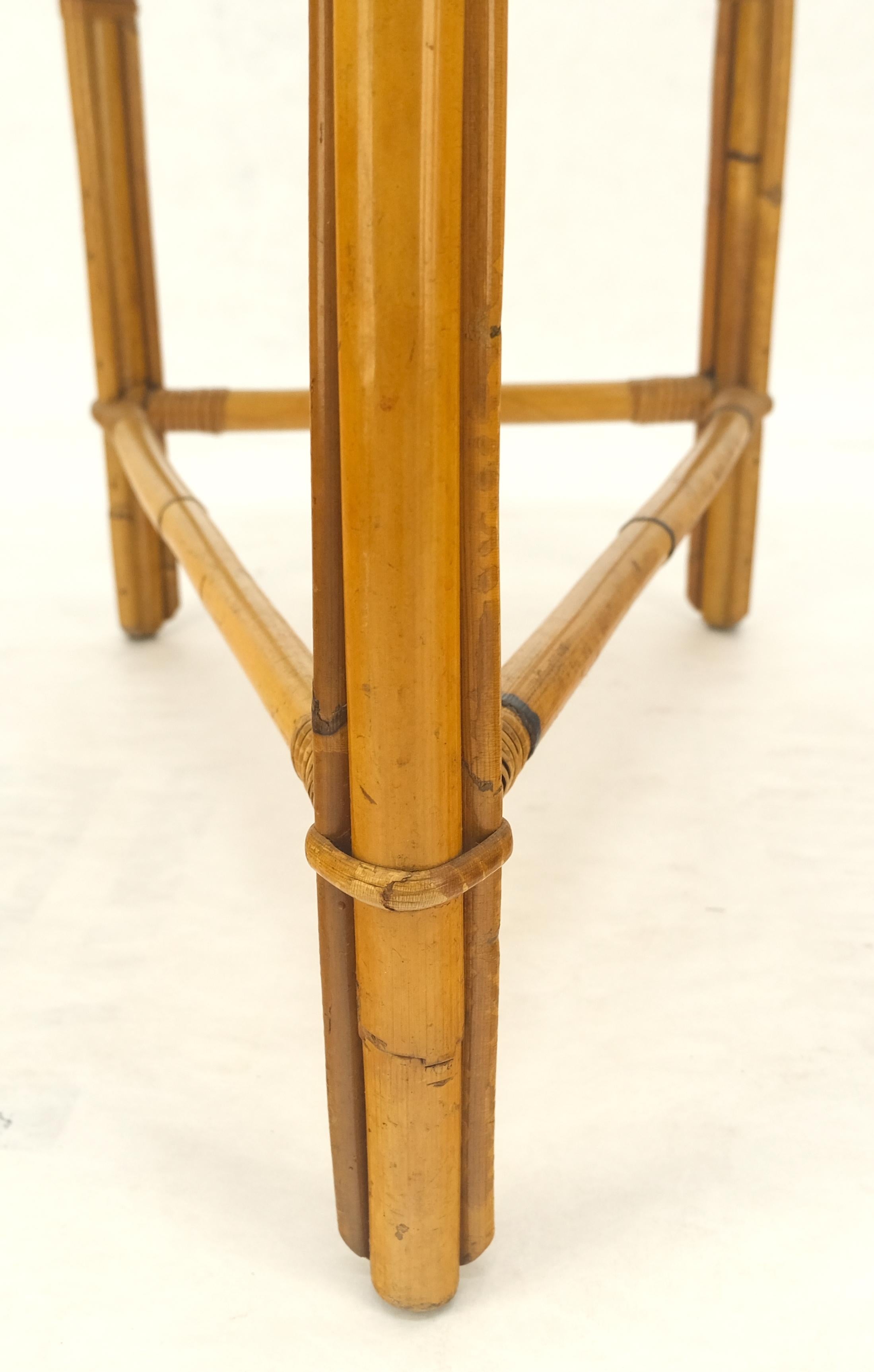 American Fick Reed Atr Bamboo Rattam Wedge Triangle Shape Occasional Side End Table Stand For Sale