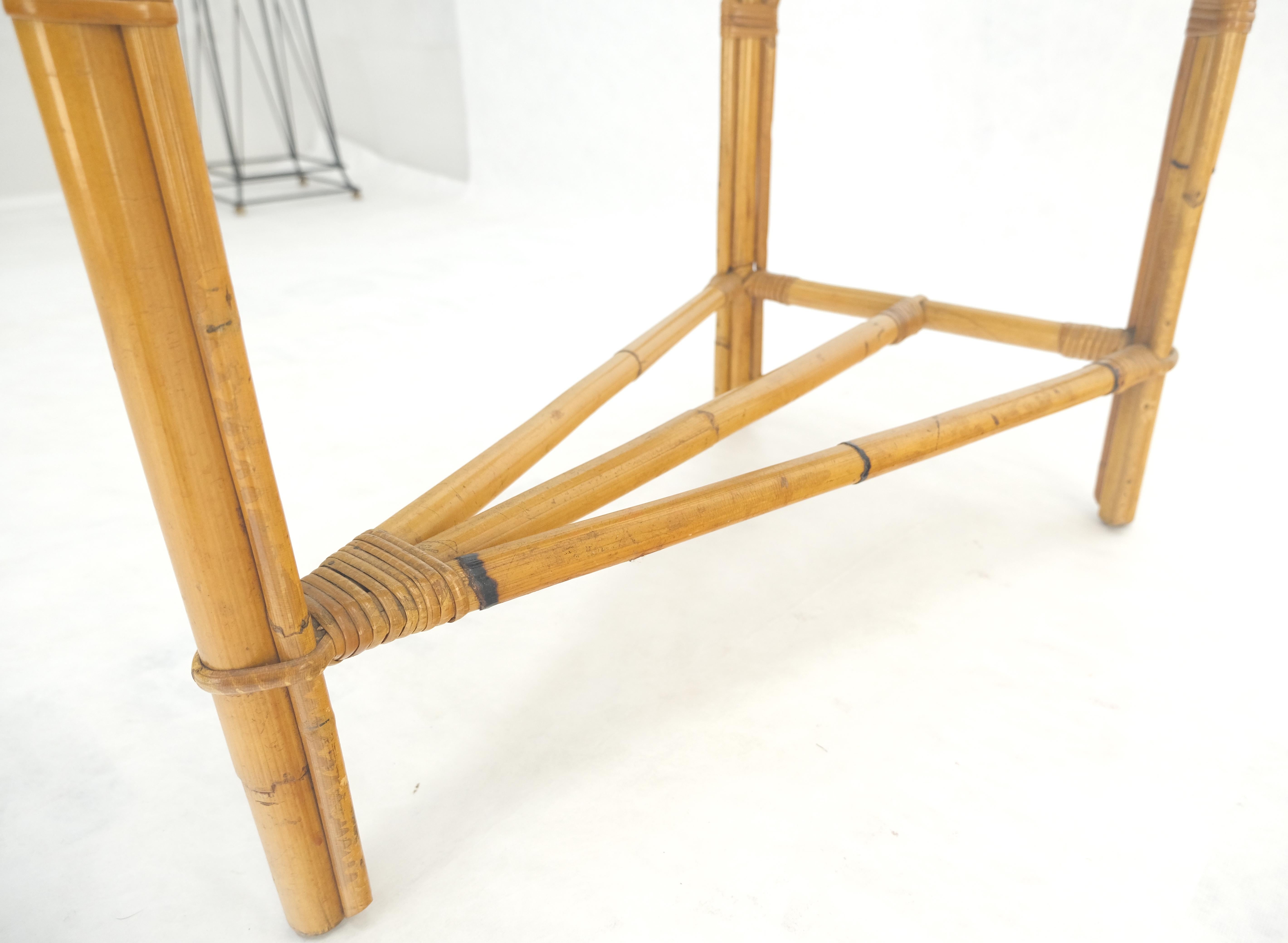 20th Century Fick Reed Atr Bamboo Rattam Wedge Triangle Shape Occasional Side End Table Stand For Sale
