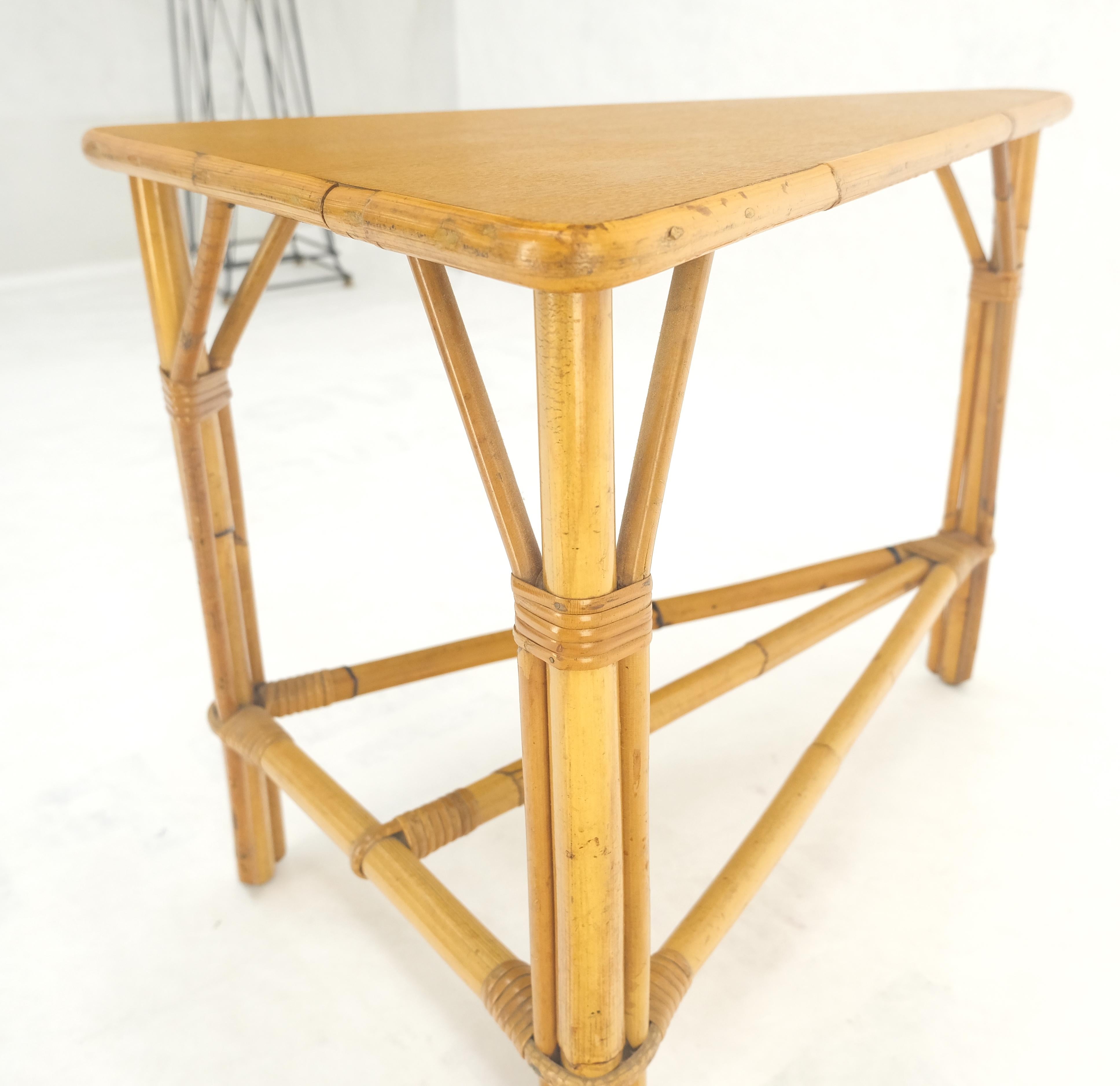 Fick Reed Atr Bamboo Rattam Wedge Triangle Shape Occasional Side End Table Stand For Sale 1