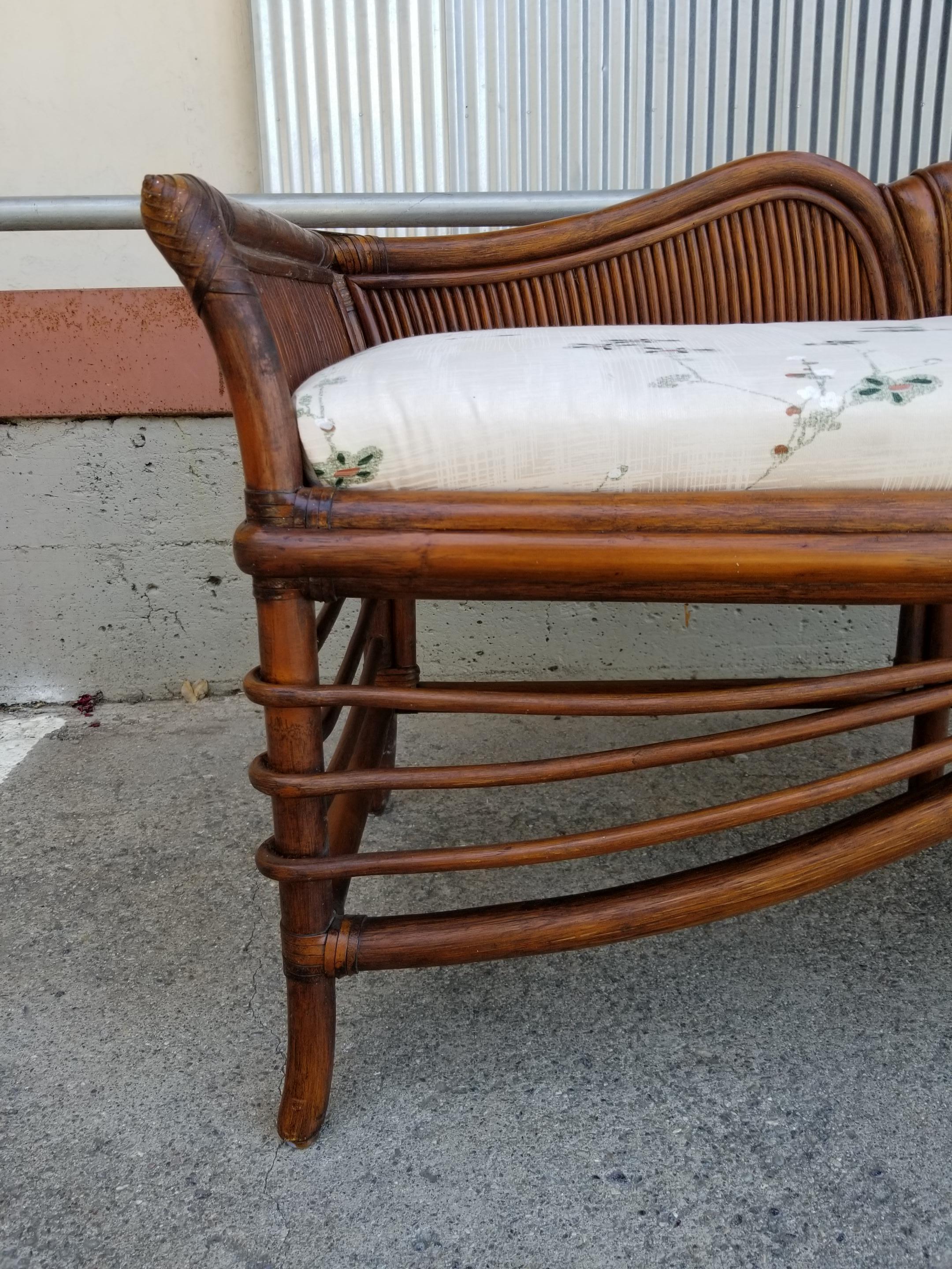 Ficks Reed Bamboo Bench In Good Condition In Fulton, CA