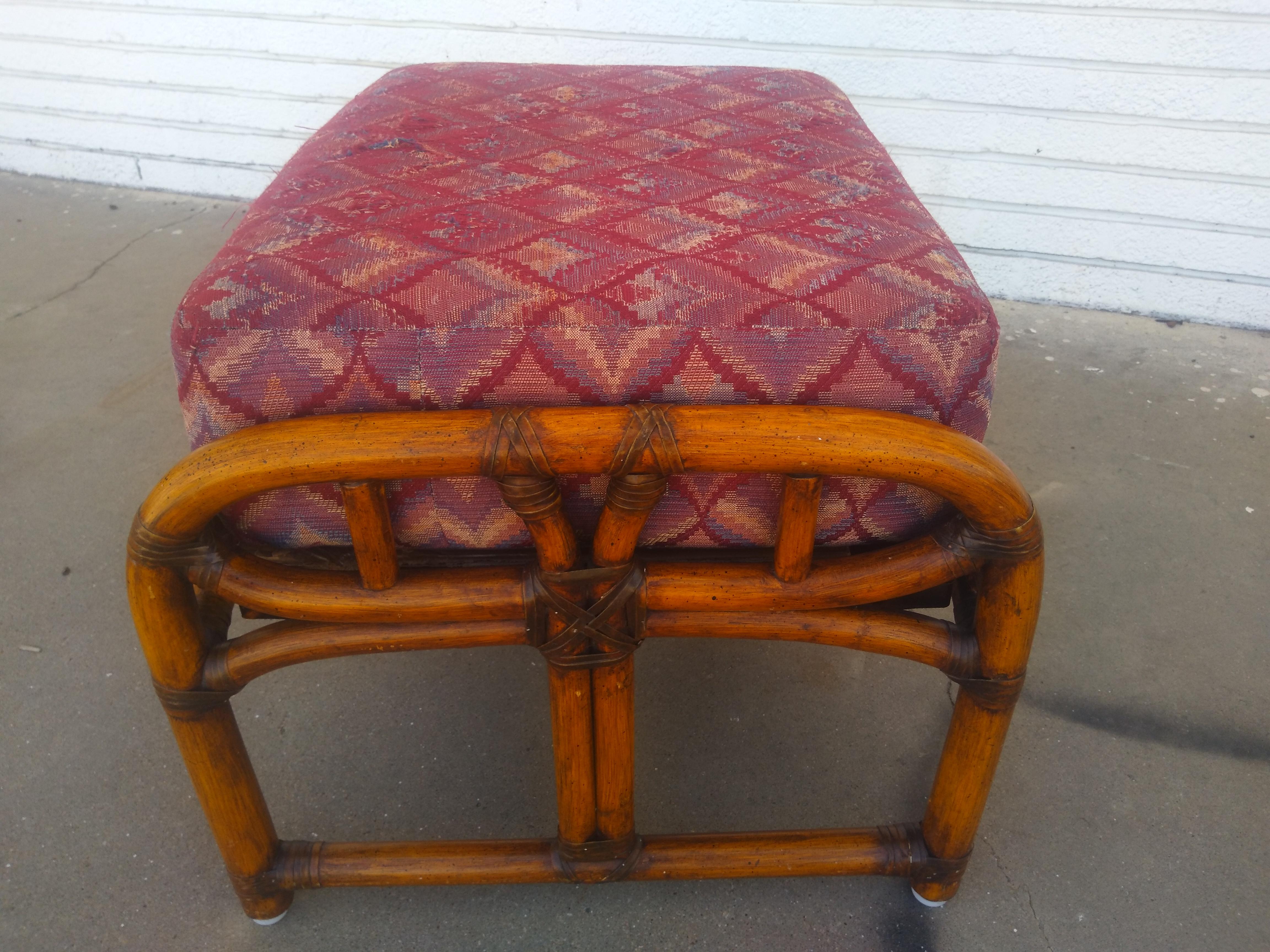 Otomana rara Ficks Reed de bambú Boho Chic (sofá y tumbonas) en Bueno estado para la venta en Pasadena, TX