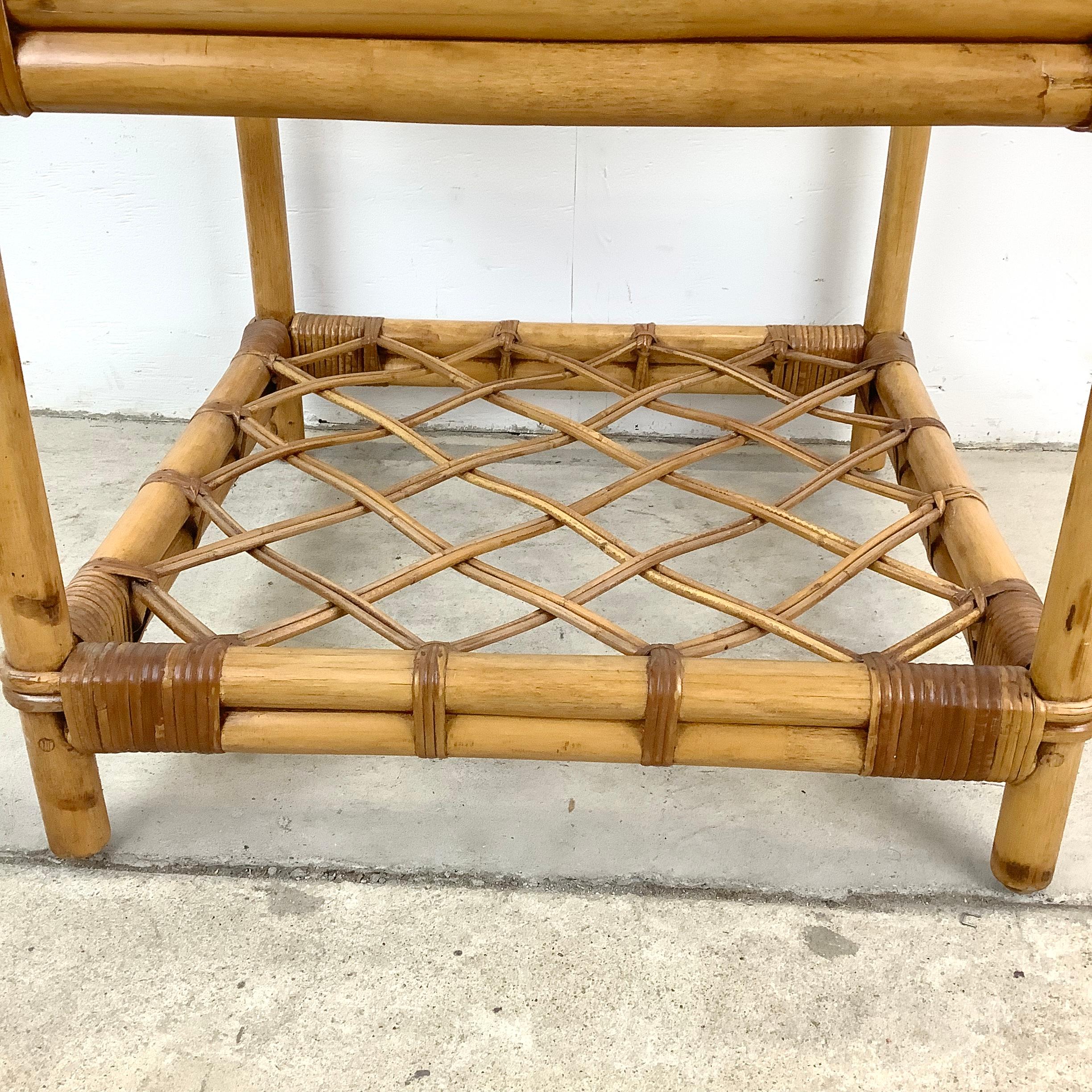 Ficks Reed Bamboo Rattan End Table In Good Condition In Trenton, NJ