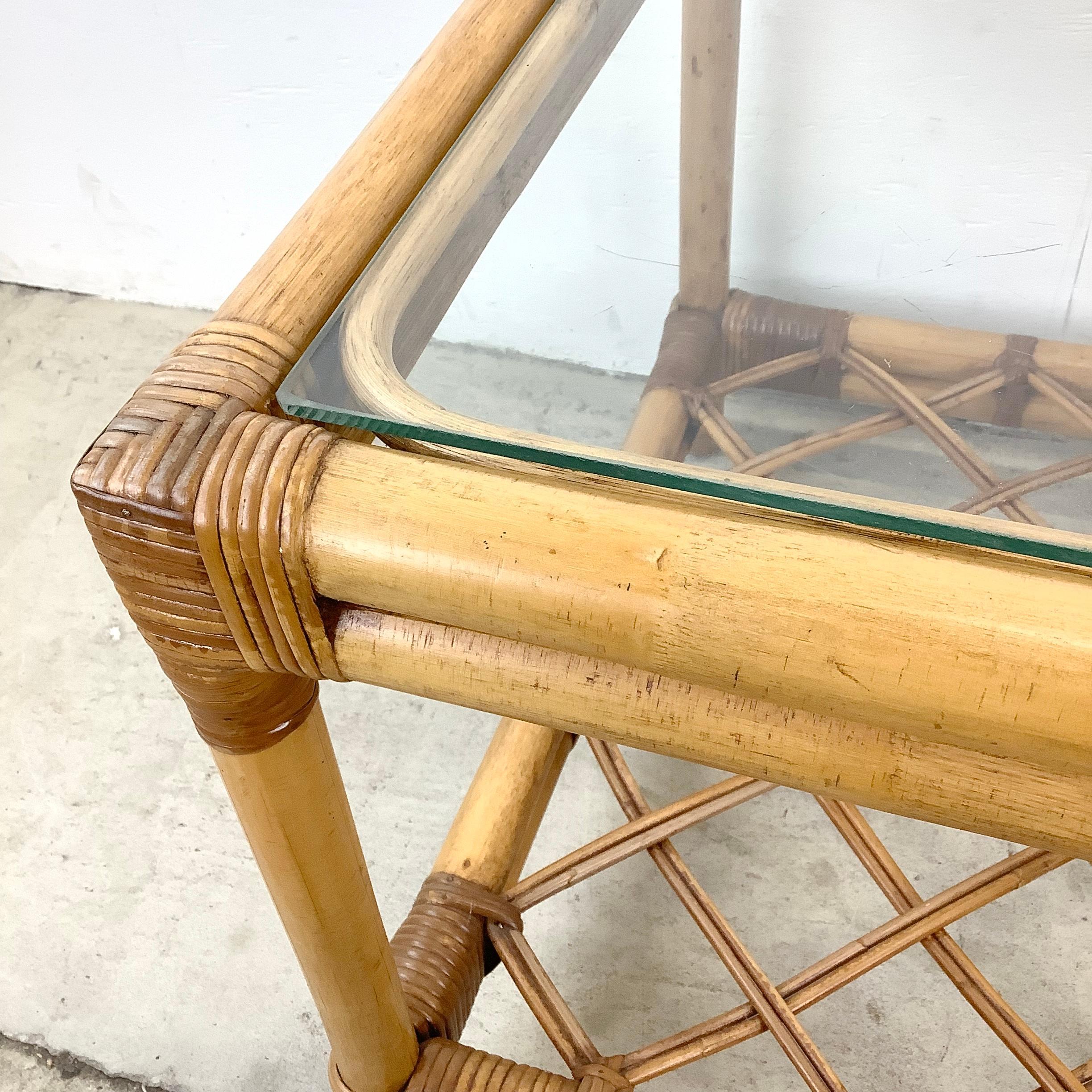 20th Century Ficks Reed Bamboo Rattan End Table