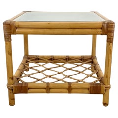 Vintage Ficks Reed Bamboo Rattan End Table