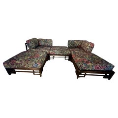 Ficks Reed Bamboo Rattan Modular Sectional Corner Chairs Chaise Couch Set