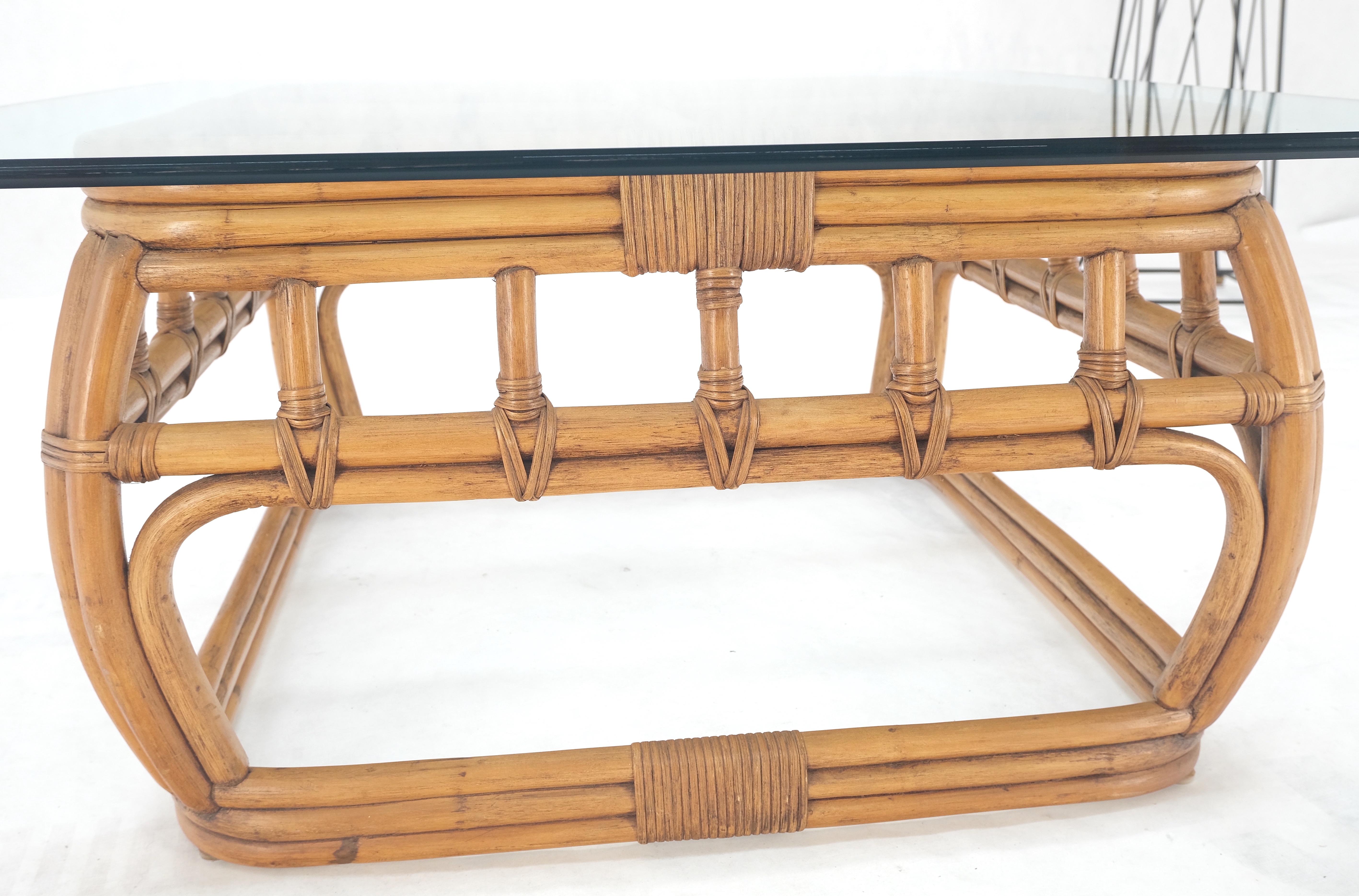 Ficks Reed Bamboo & Reed Square Glass Top Coffee Table c.1970s Mint! For Sale 1
