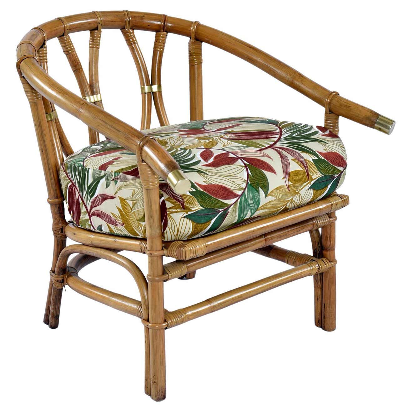 Ficks Reed Brass Accent Campaign Style Bamboo Rattan Armchair For Sale ...