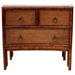 Ficks Reed Caned Bamboo and Marble Chest of Drawers