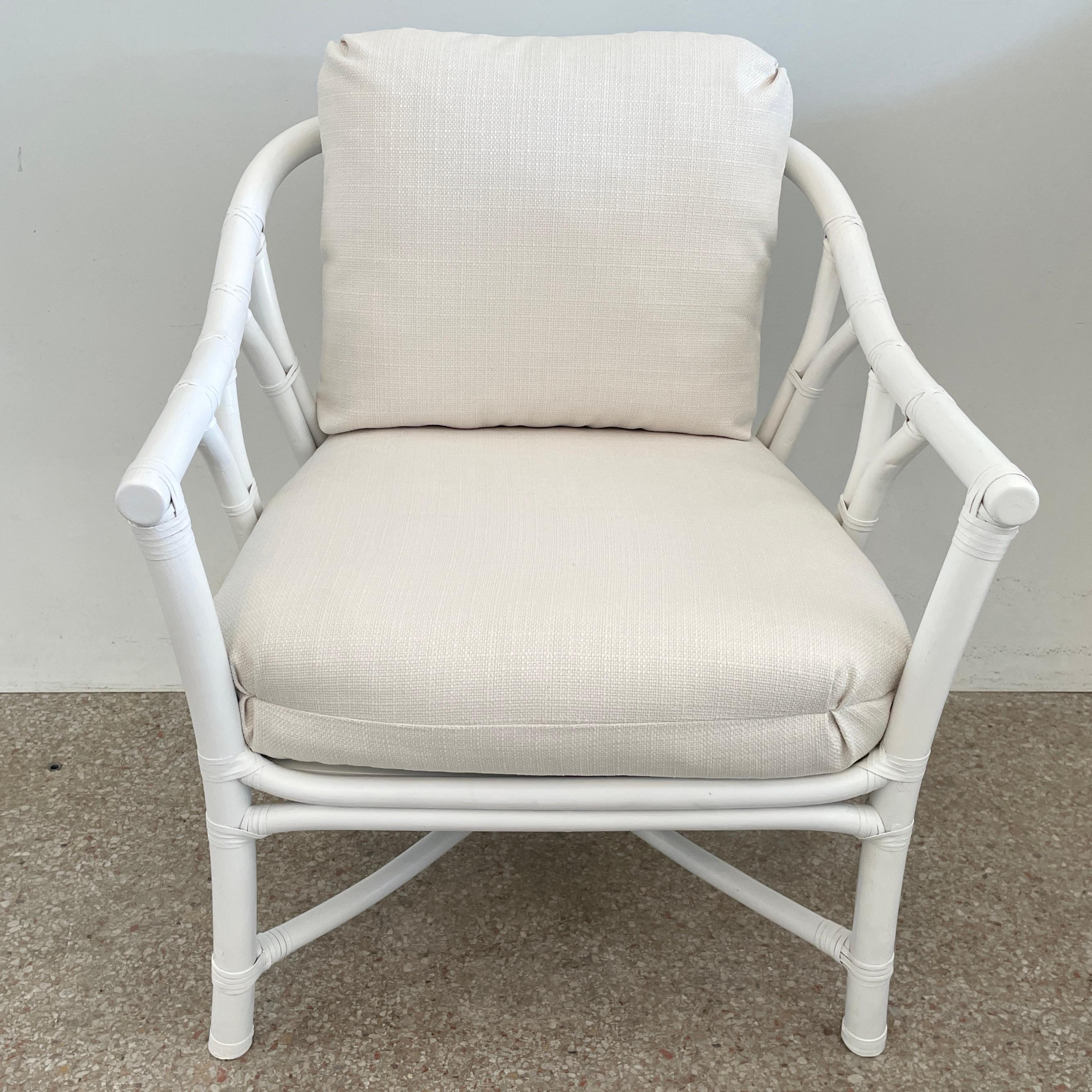 Modern Ficks Reed Club Chair Upholstered in Todd Hase High Performance For Sale