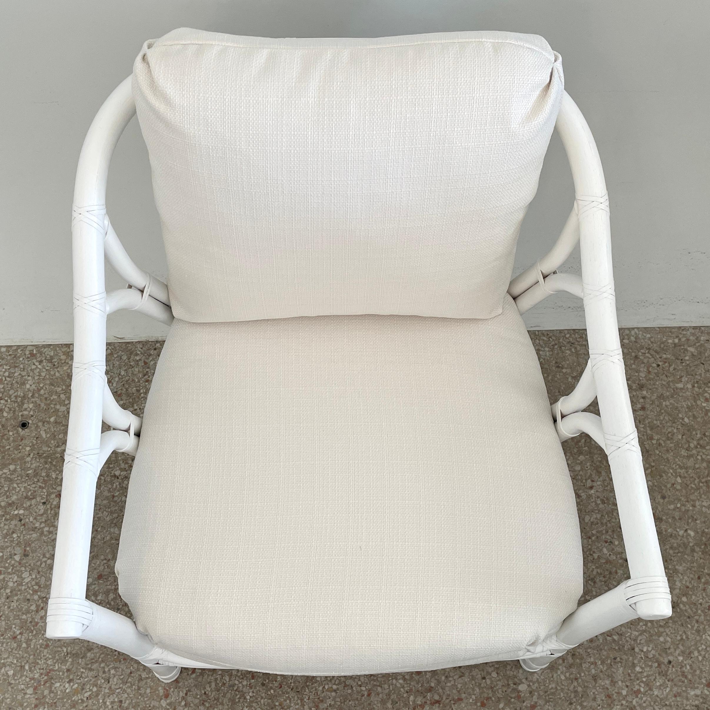 Ficks Reed Club Chair Upholstered in Todd Hase High Performance In Good Condition For Sale In Los Angeles, CA