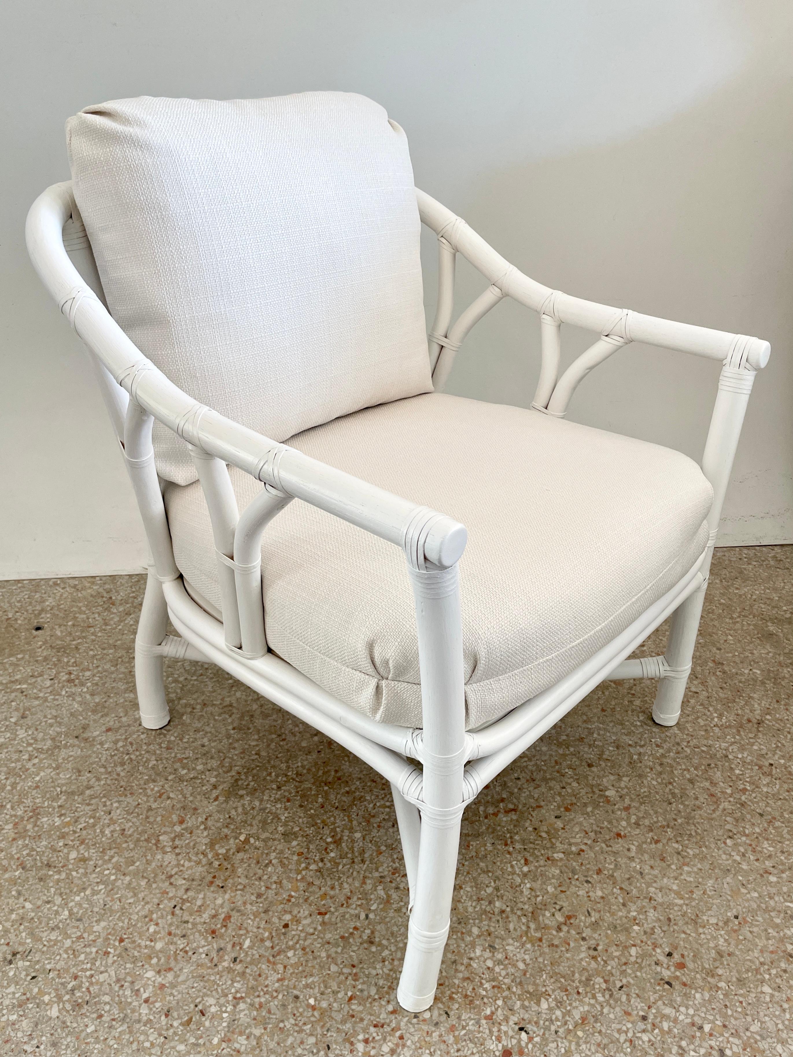 Mid-20th Century Ficks Reed Club Chair Upholstered in Todd Hase High Performance For Sale