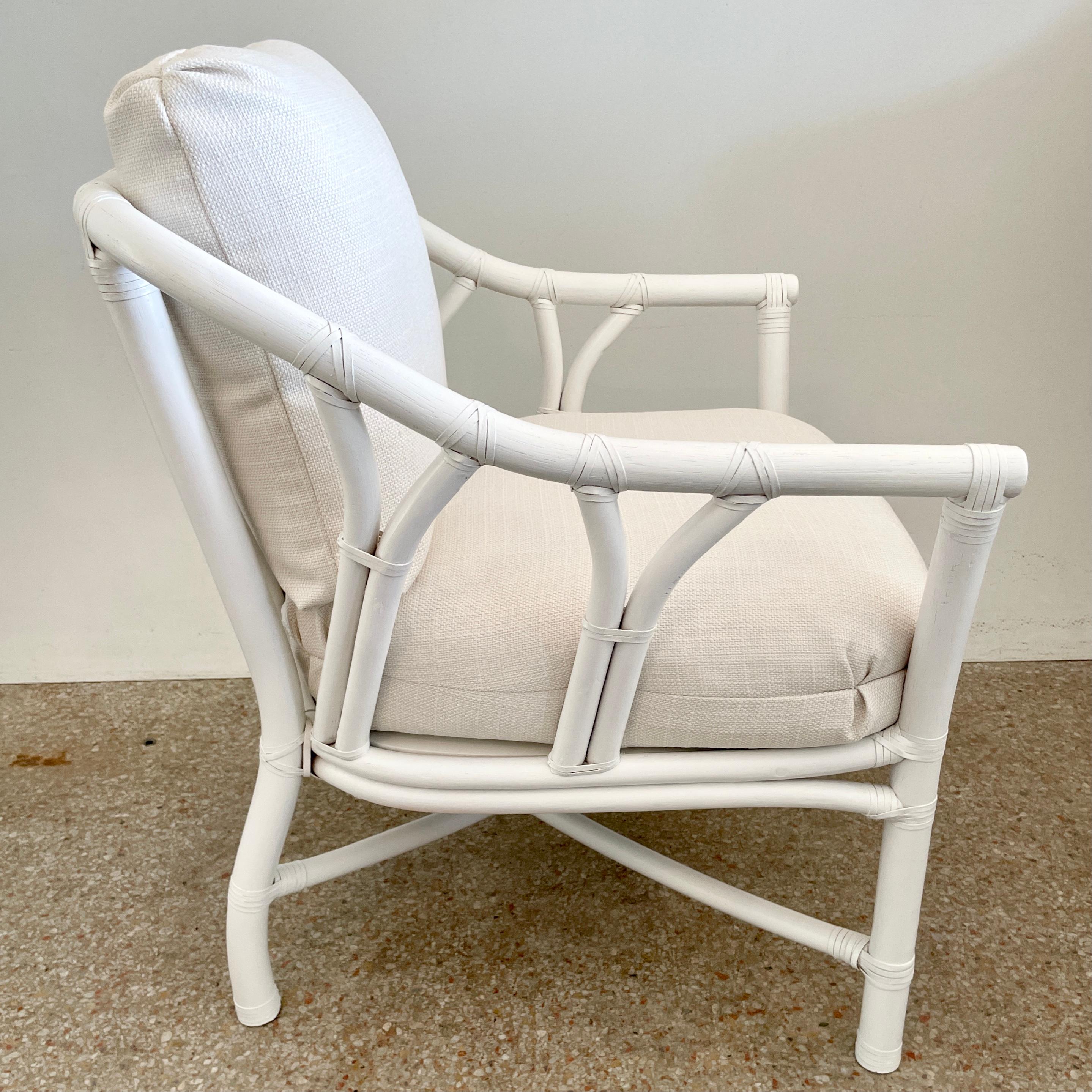 Textile Ficks Reed Club Chair Upholstered in Todd Hase High Performance For Sale