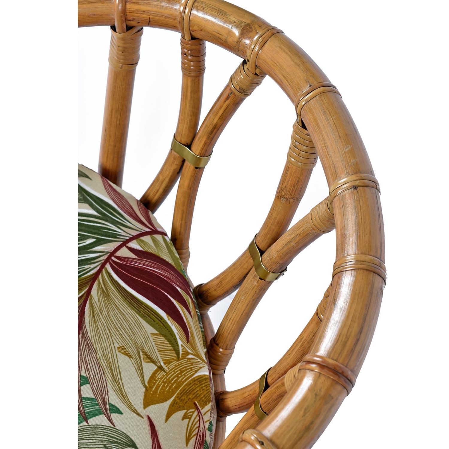 Ficks Reed Juego de silla de barril de ratán y mesa auxiliar de azulejos de los años 50 Far Horizons en venta 9