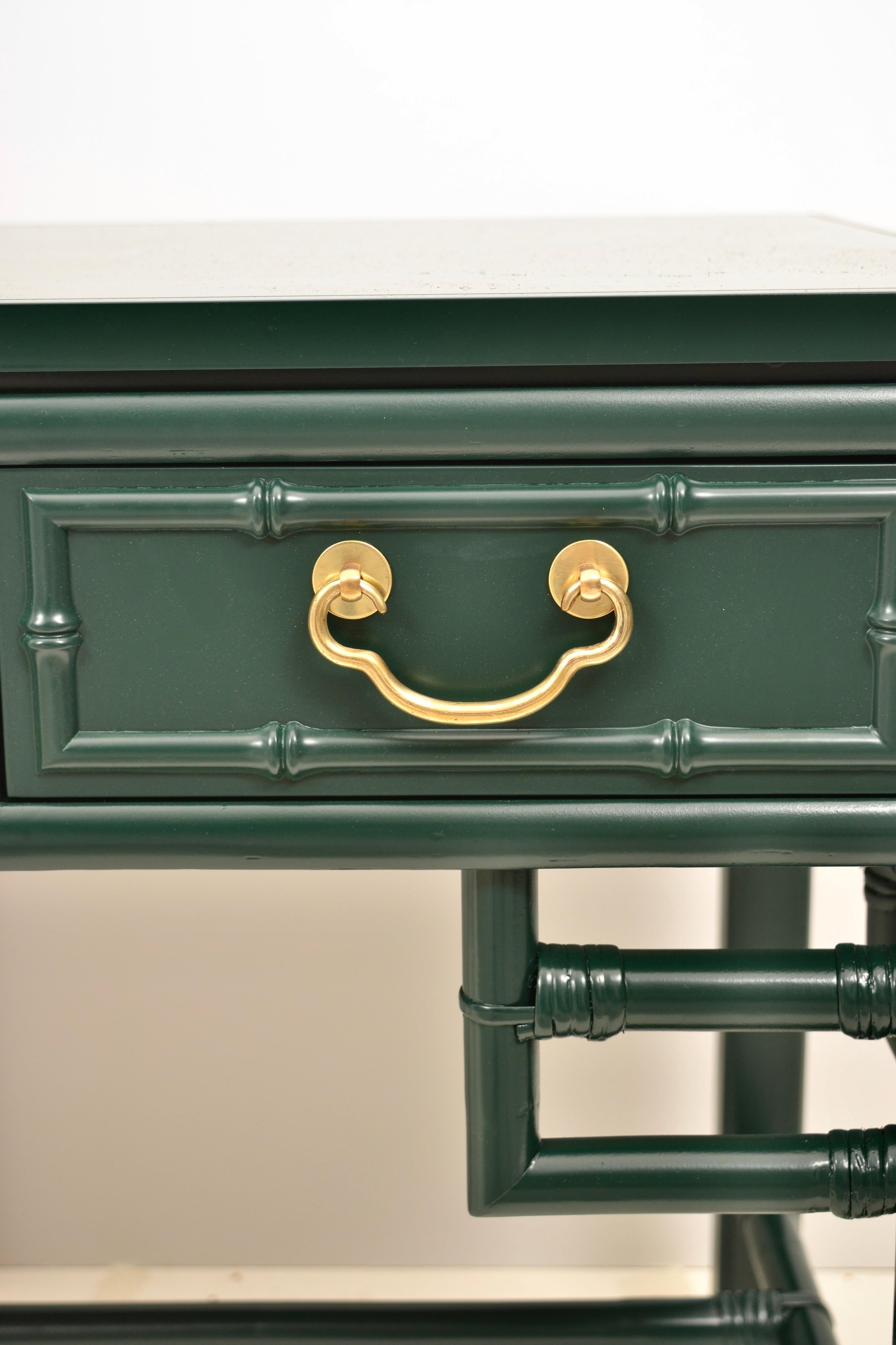 Ficks Reed Faux Bamboo Desk in Hunter Green Lacquer 4