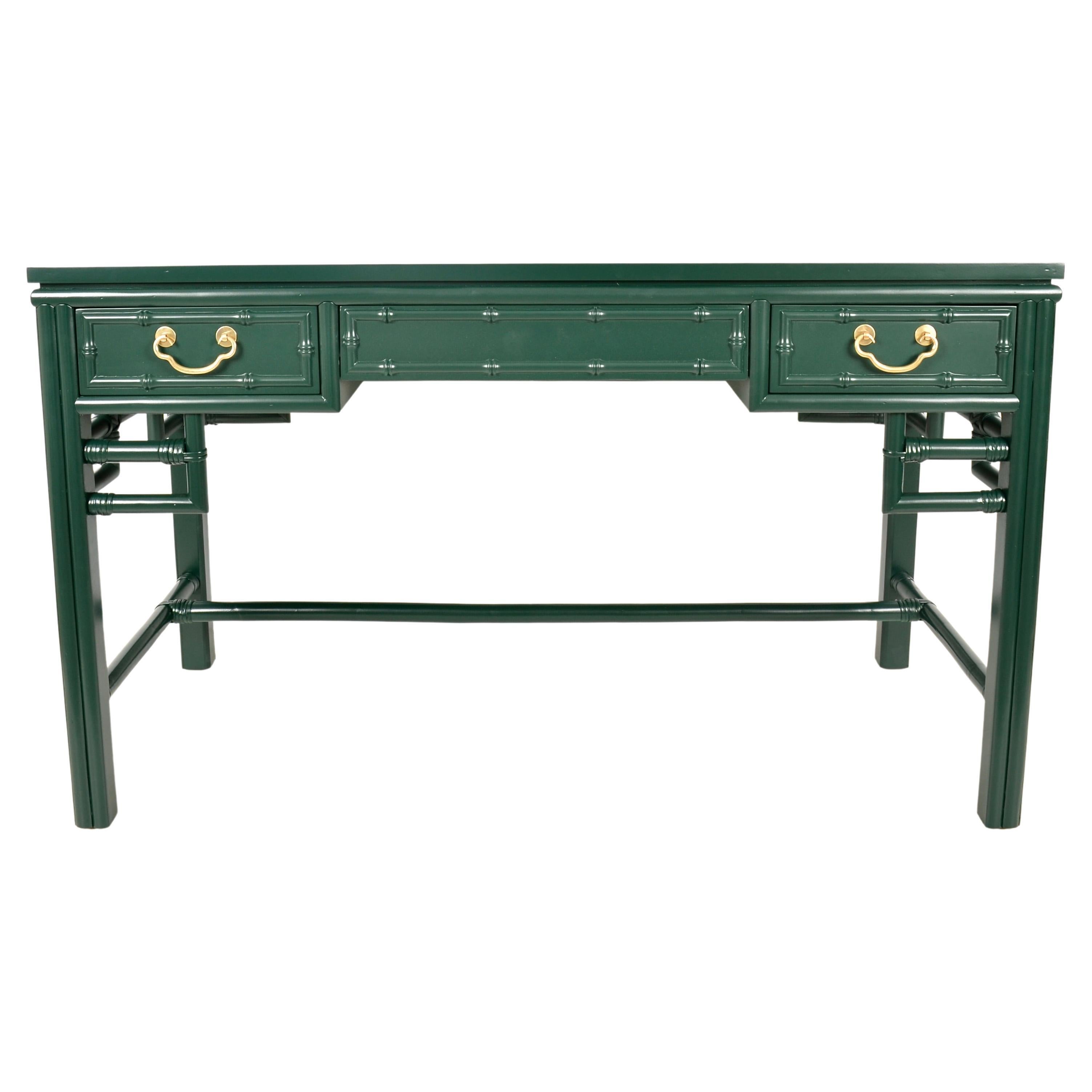 Ficks Reed Faux Bamboo Desk in Hunter Green Lacquer