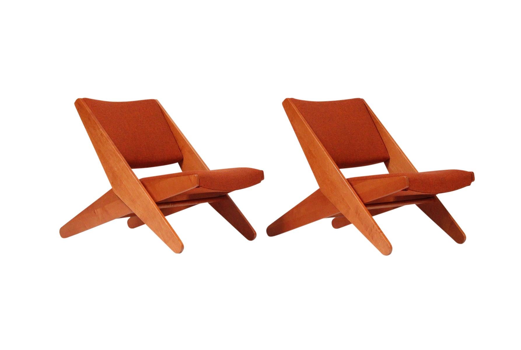 Mid-Century Modern Ficks Reed Folding Lounge Chairs