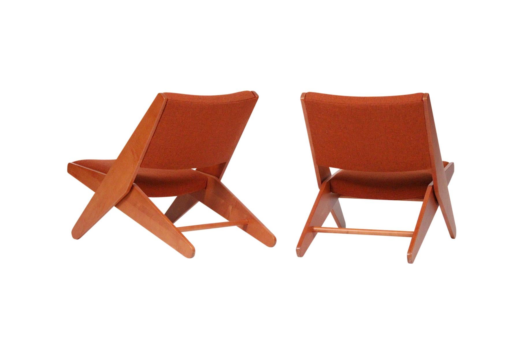 American Ficks Reed Folding Lounge Chairs