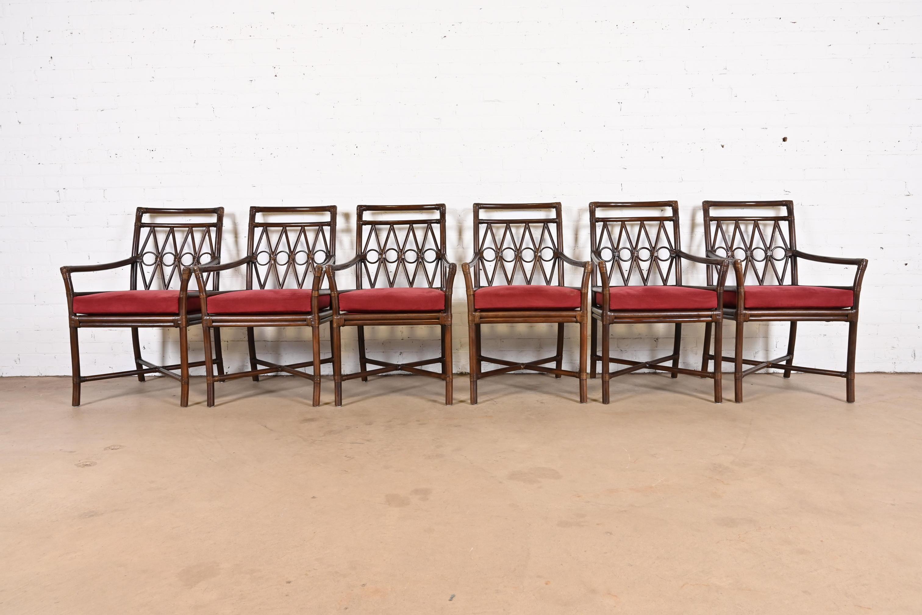 Ficks Reed Hollywood Regency Organische Moderne Bambus-Esszimmerstühle aus Bambus, 6er-Set (amerikanisch) im Angebot