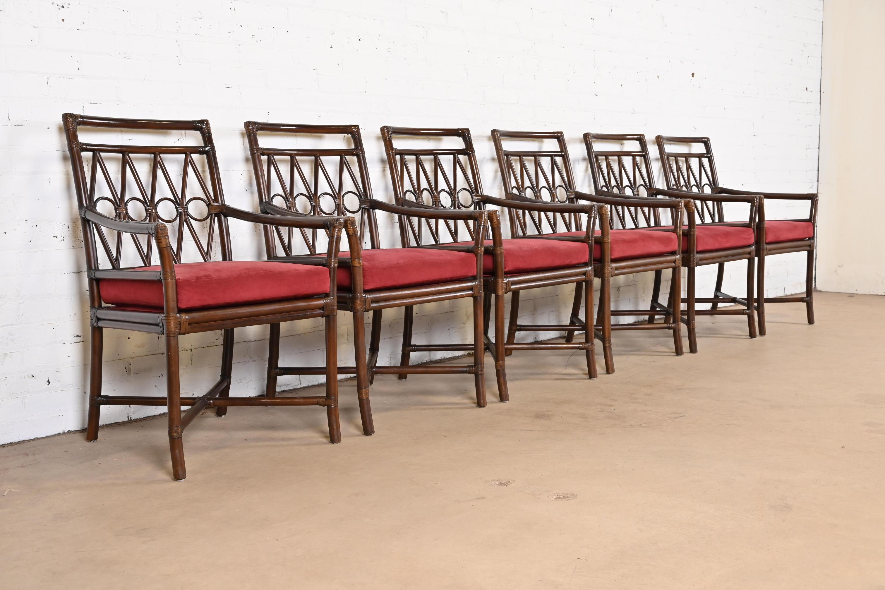 Ficks Reed Hollywood Regency Organische Moderne Bambus-Esszimmerstühle aus Bambus, 6er-Set im Angebot 1