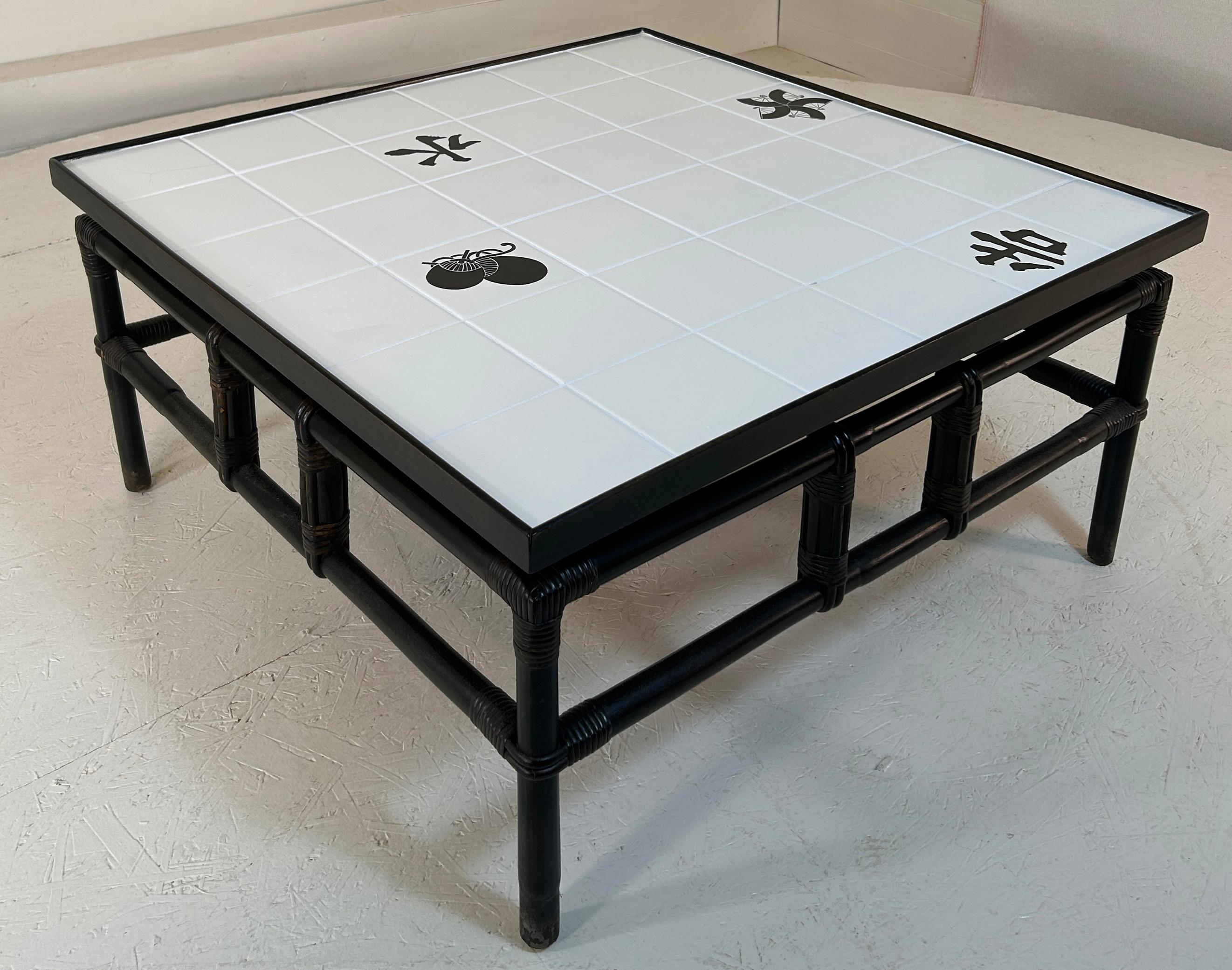 Hollywood Regency Ficks Reed John Wisner covered patio table For Sale