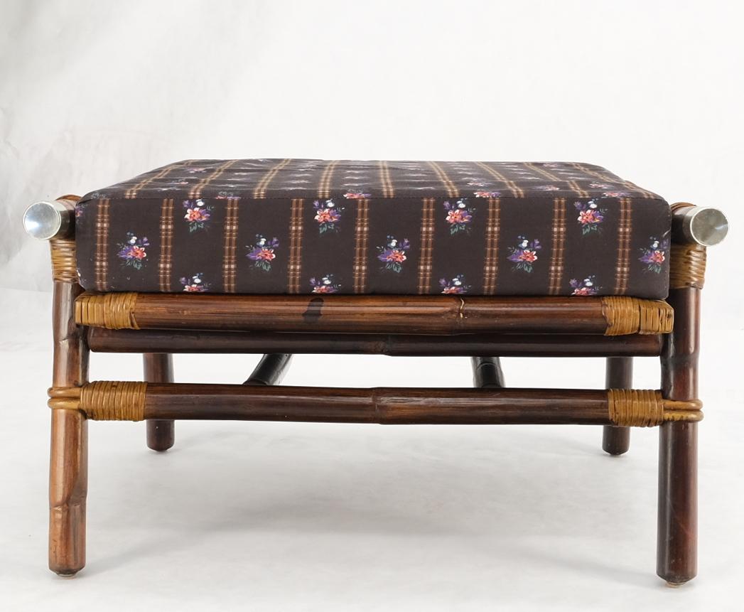 American Ficks Reed John Wisner Vintage Rattan Foot Stool Ottoman Bench Mint