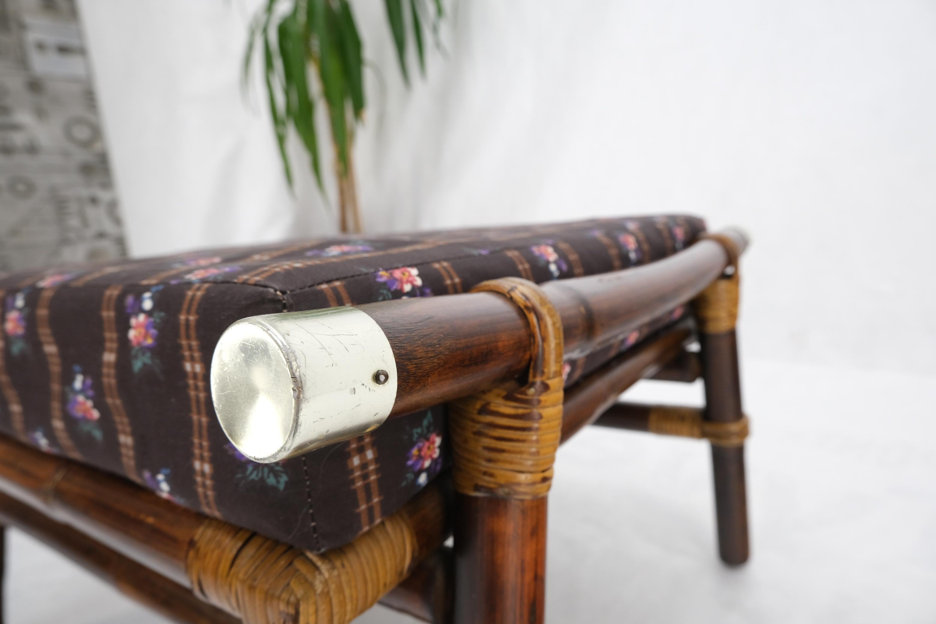 Upholstery Ficks Reed John Wisner Vintage Rattan Foot Stool Ottoman Bench Mint