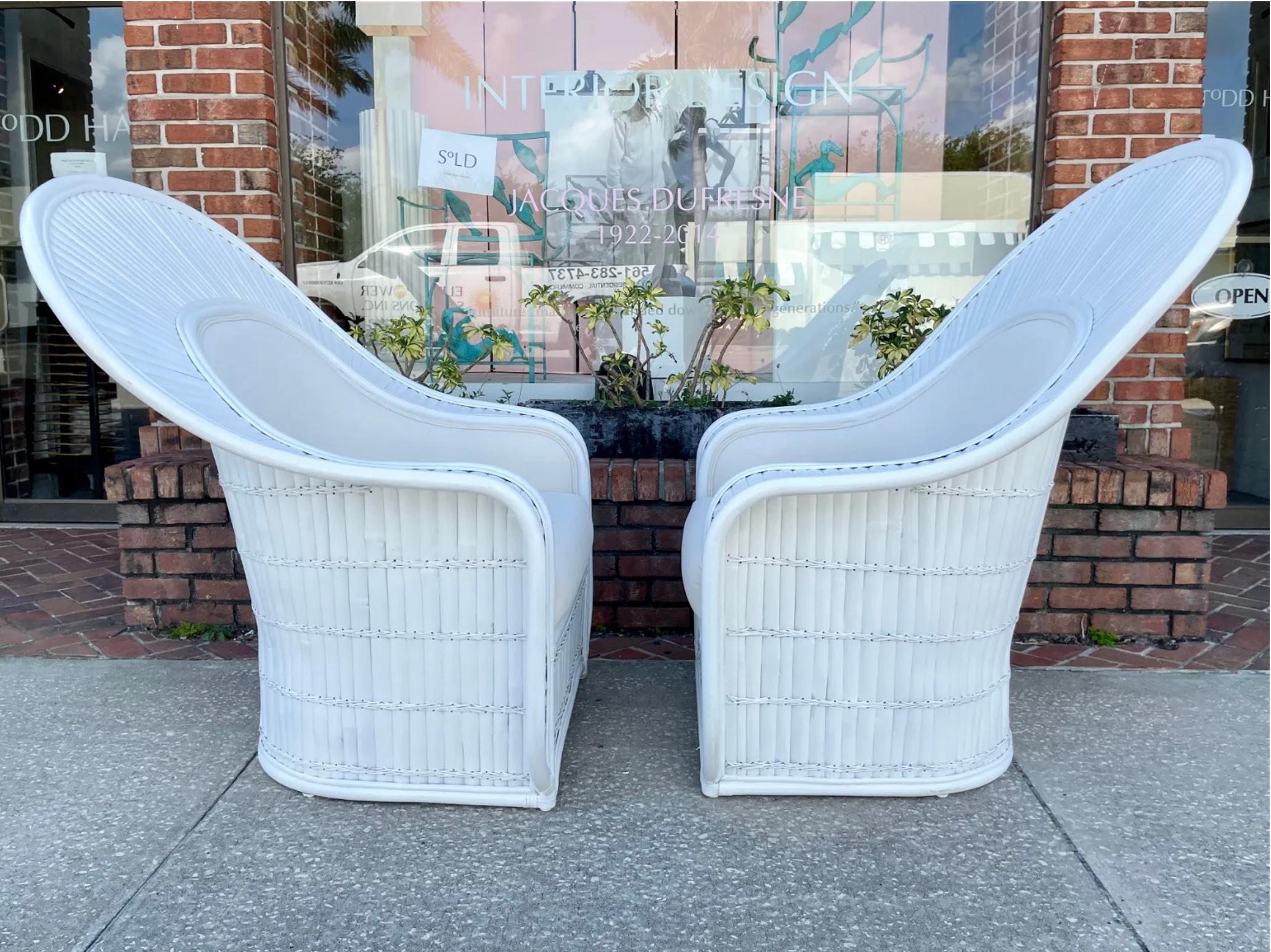 Ficks Reed  Large  Dos éventail en rotin fendu  Fauteuils Club et Ottoman en vente 7