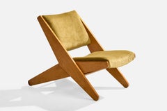 Ficks Reed, Lounge Chair, Wood, Velvet, USA, 1950s