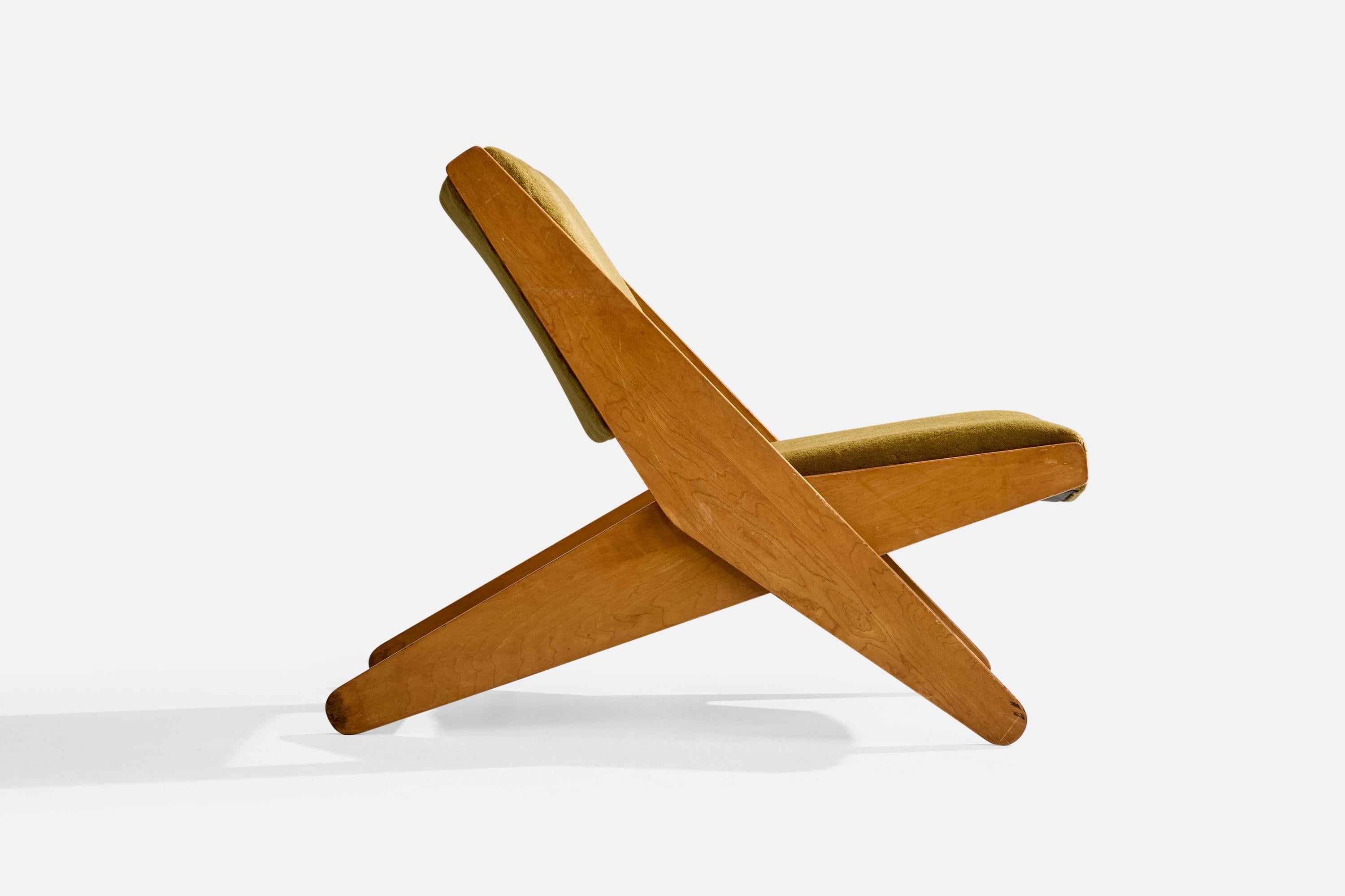 Ficks Reed, Loungesessel, Holz, Samt, USA, 1950er Jahre im Zustand „Gut“ im Angebot in High Point, NC