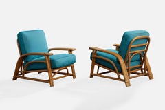 Ficks Reed, Lounge Chairs, Bamboo, Rattan, Fabric, USA, 1950s