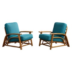 Ficks Reed, Lounge Chairs, Bamboo, Rattan, Fabric, USA, 1950s
