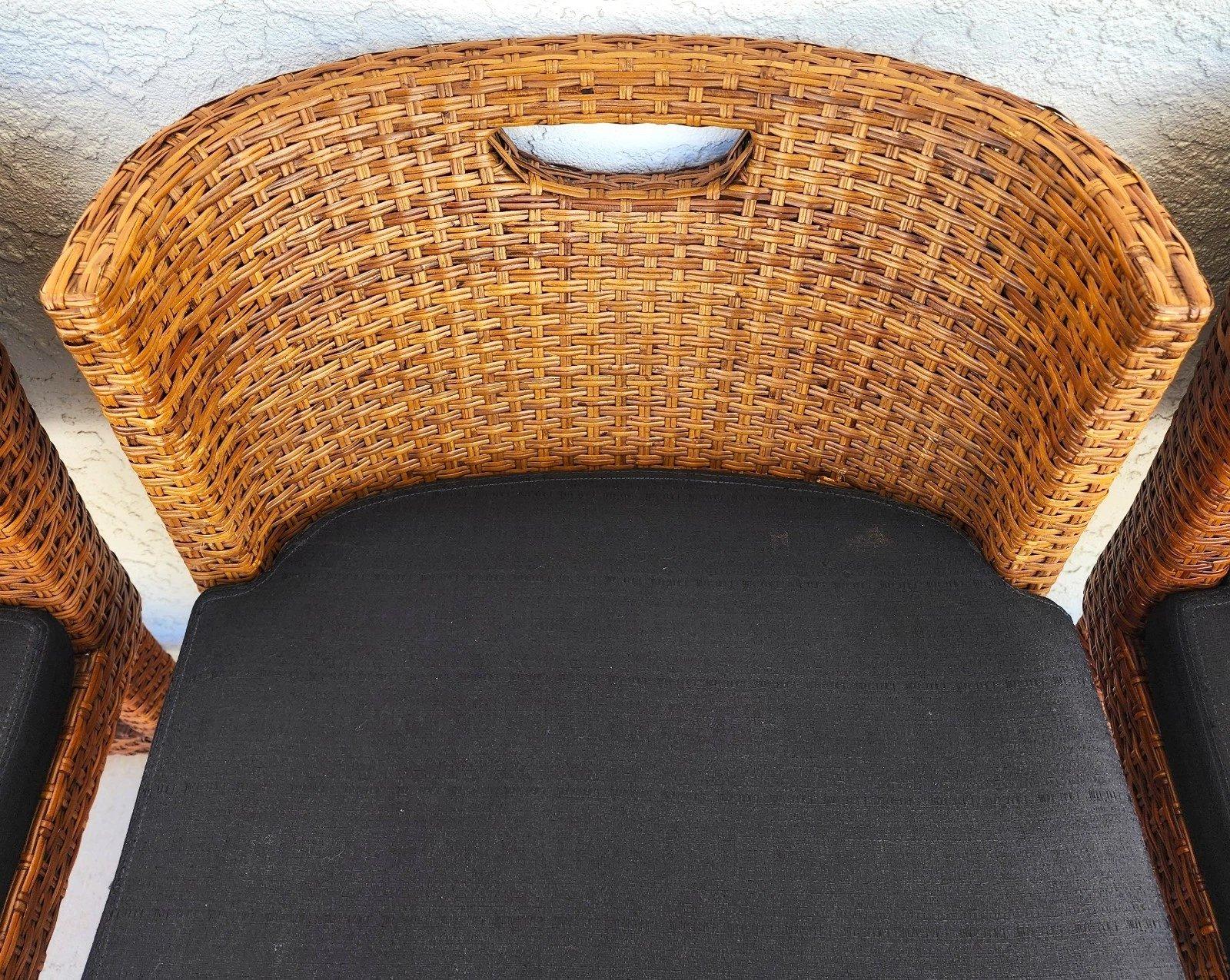 Ficks Reed MCM Wicker Counter Stools Set of 3 5