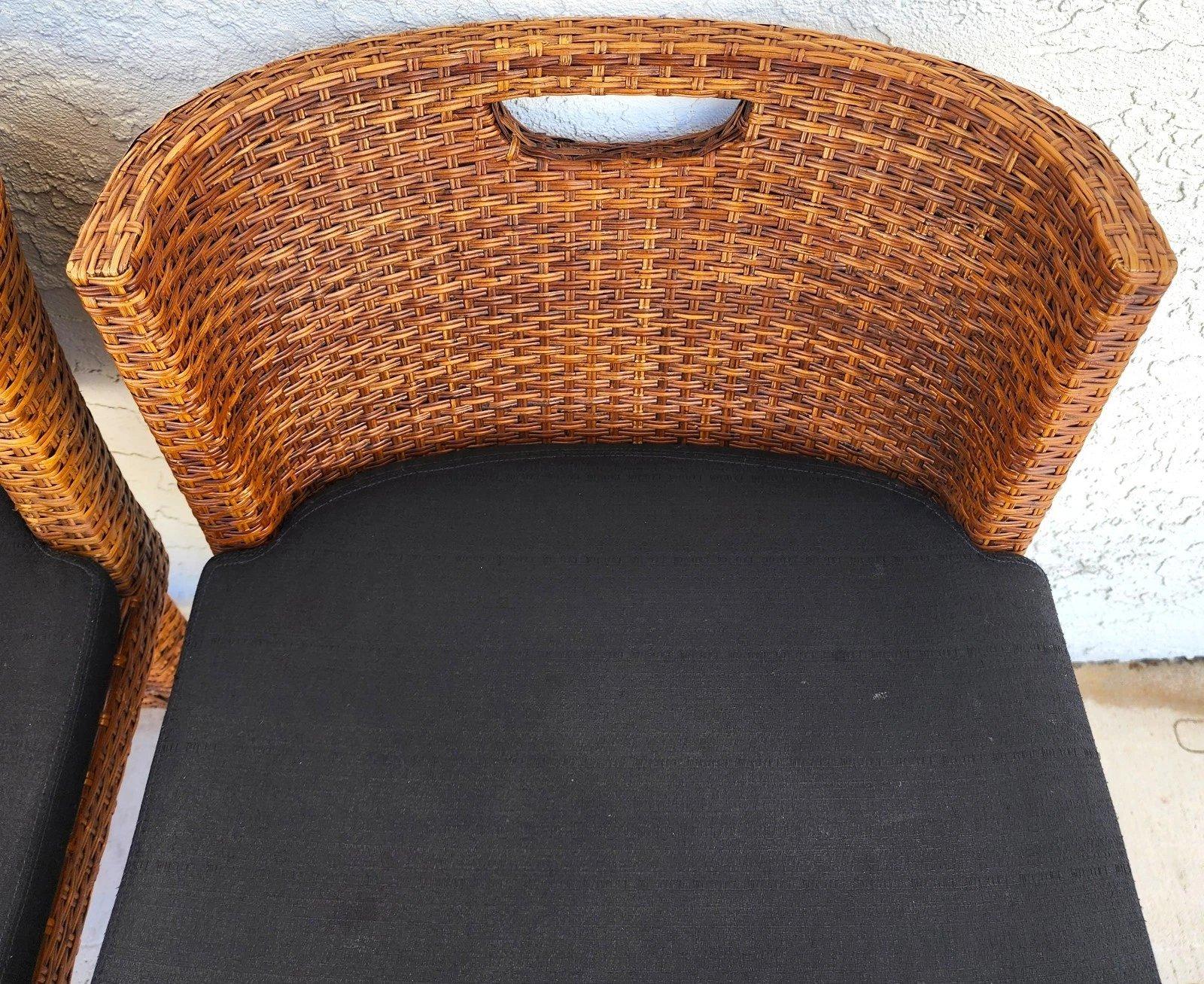 Ficks Reed MCM Wicker Counter Stools Set of 3 6