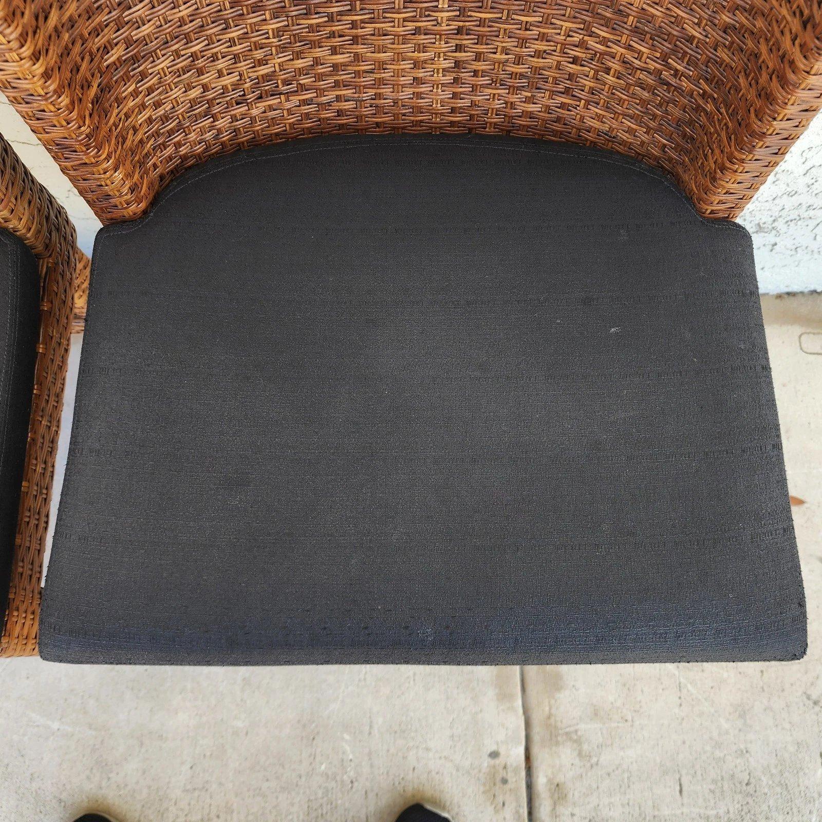 Ficks Reed MCM Wicker Counter Stools Set of 3 7