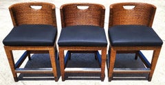 Ficks Reed MCM Wicker Counter Stools Set of 3