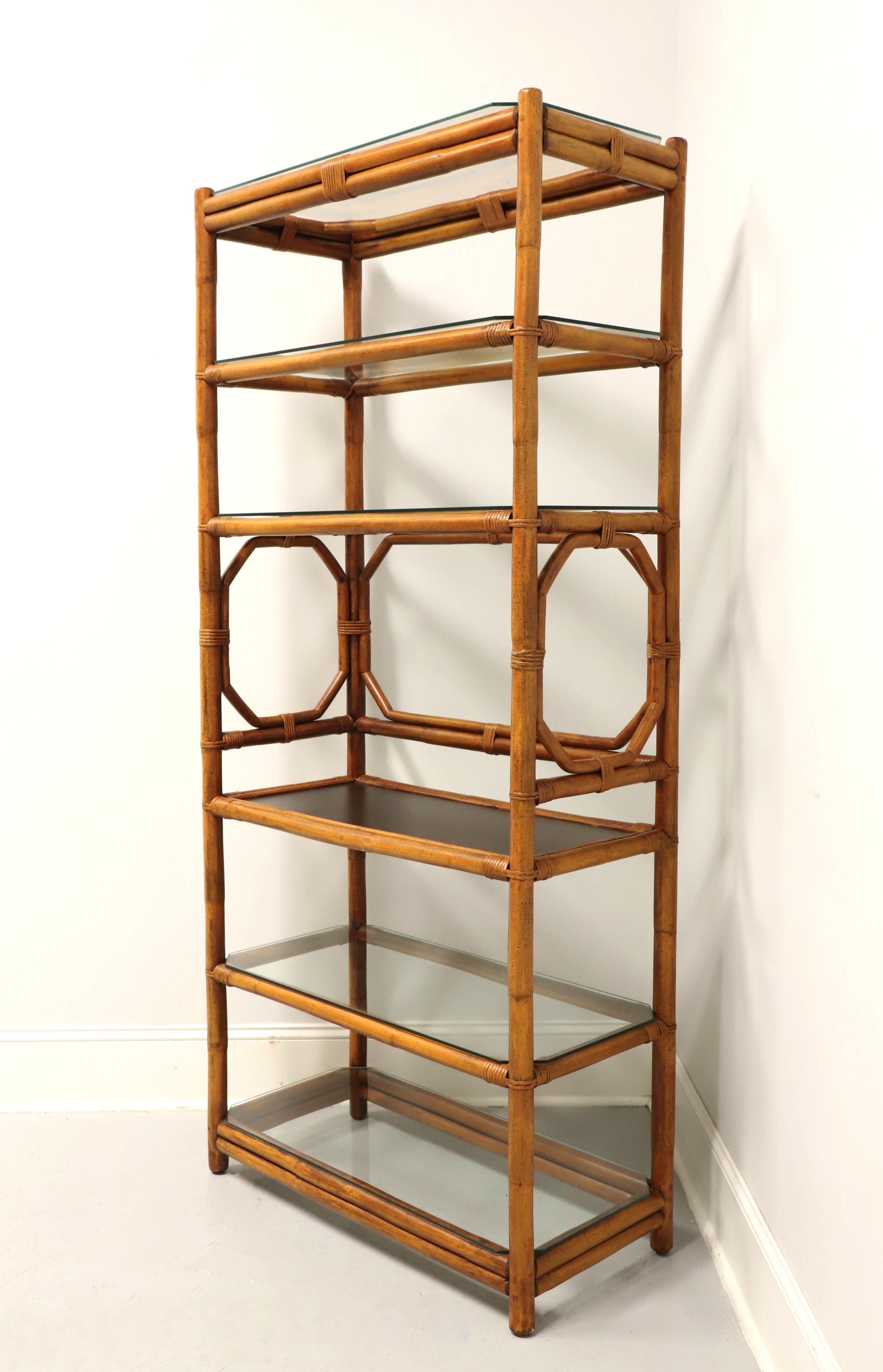 Other FICKS REED Mid 20th Century Faux Bamboo Rattan Etagere Display Shelving Unit