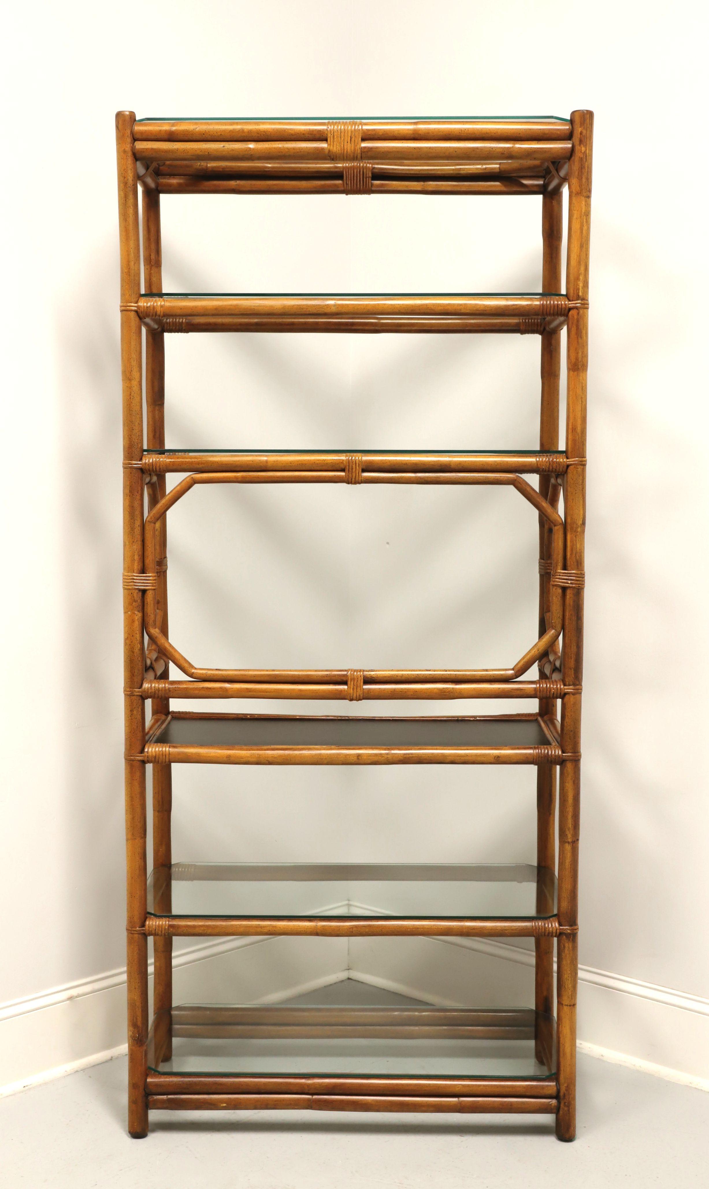 American FICKS REED Mid 20th Century Faux Bamboo Rattan Etagere Display Shelving Unit