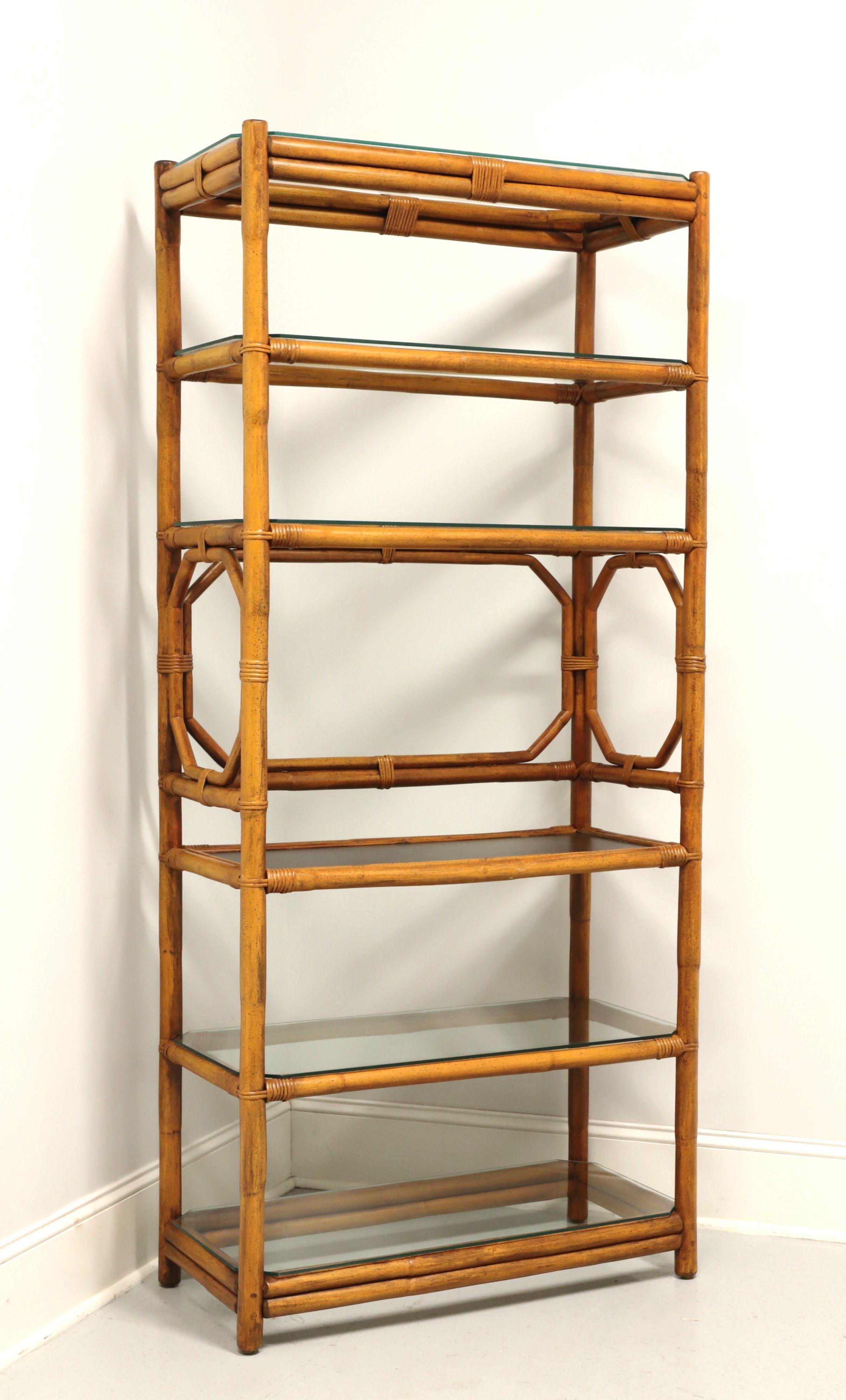 FICKS REED Mid 20th Century Faux Bamboo Rattan Etagere Display Shelving Unit 3