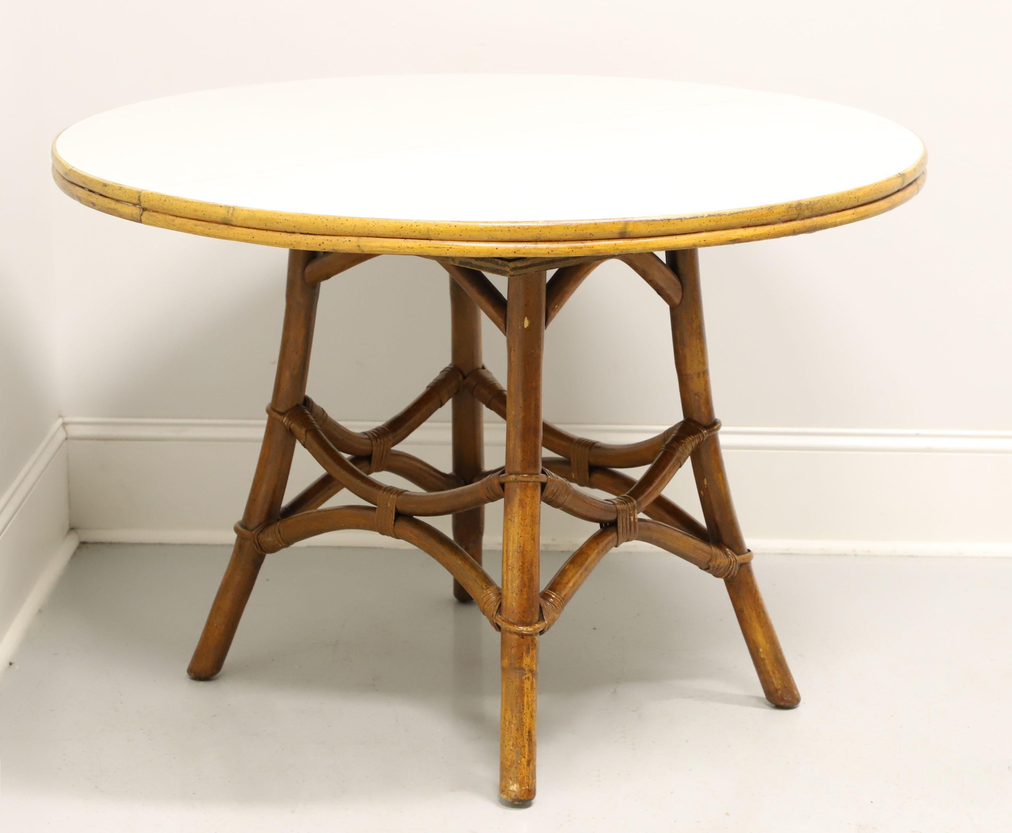 FICKS REED Mid 20th Century Faux Bamboo Rattan Round Dining Table 6