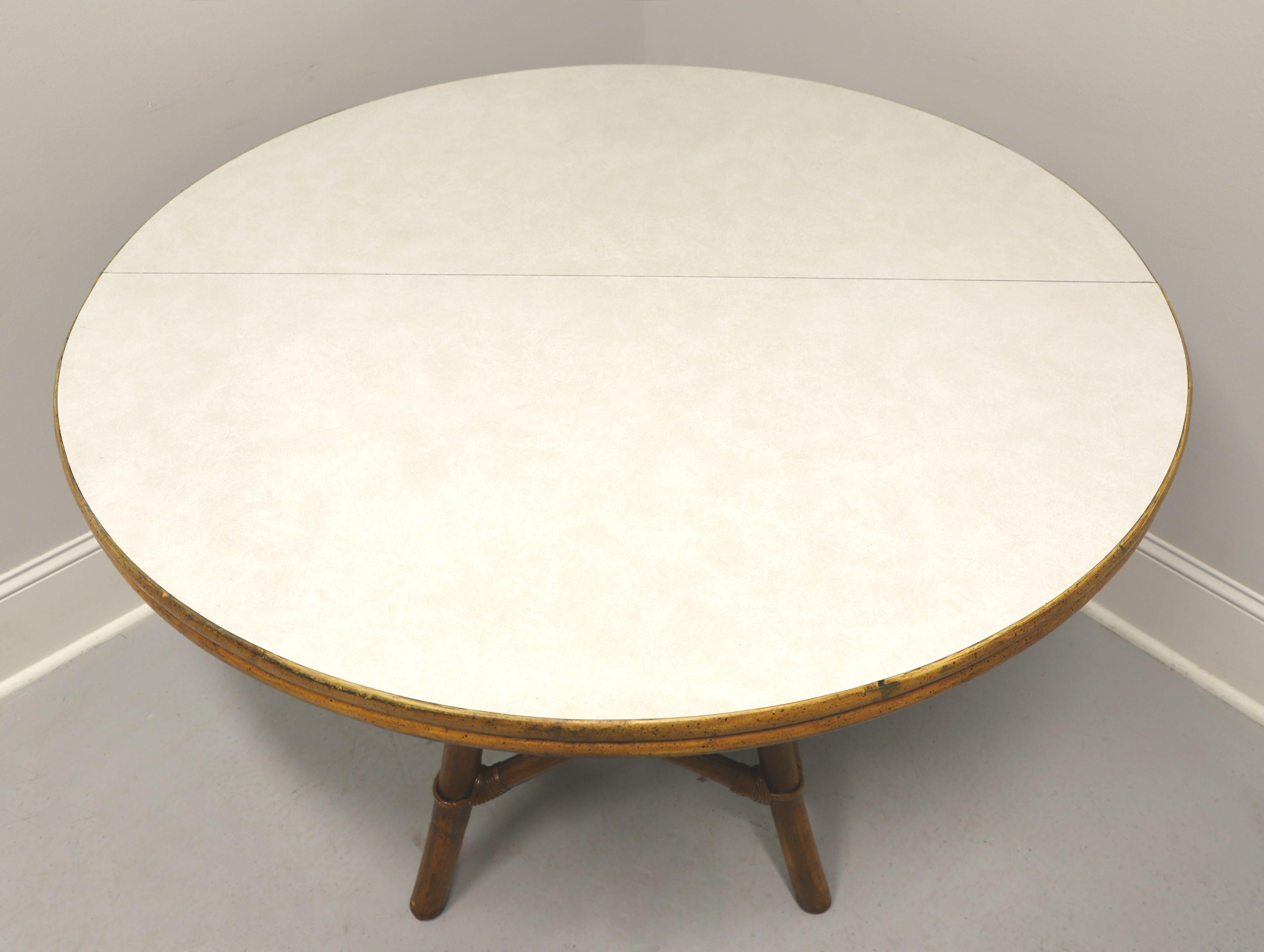 American FICKS REED Mid 20th Century Faux Bamboo Rattan Round Dining Table