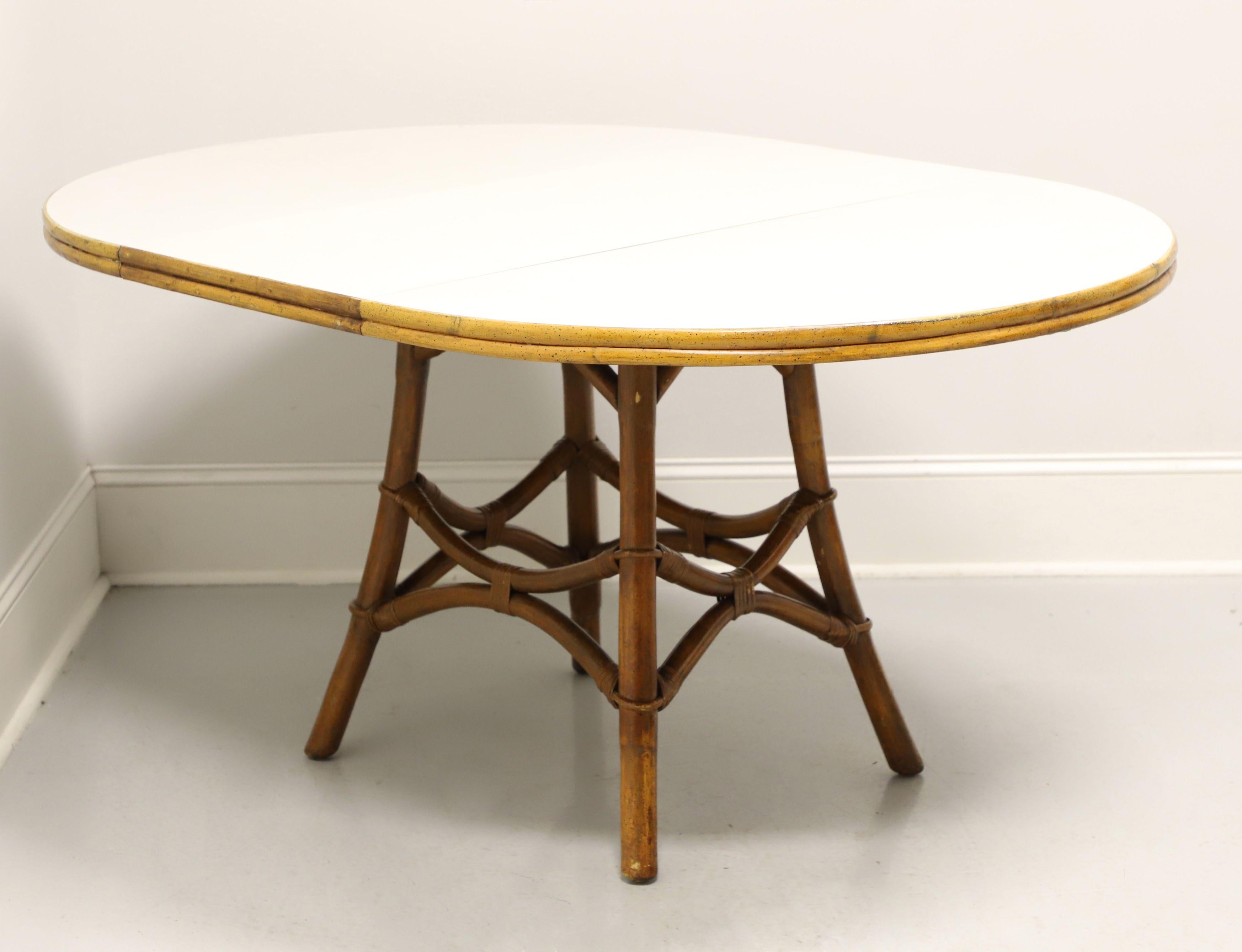 FICKS REED Mid 20th Century Faux Bamboo Rattan Round Dining Table In Good Condition In Charlotte, NC