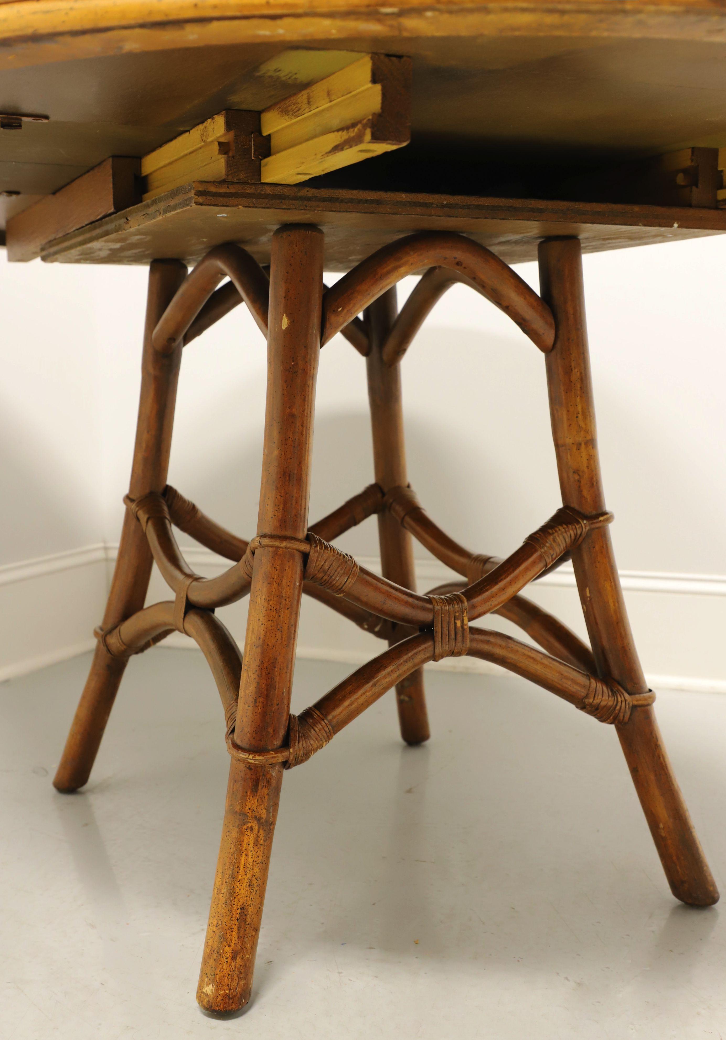 FICKS REED Mid 20th Century Faux Bamboo Rattan Round Dining Table 4