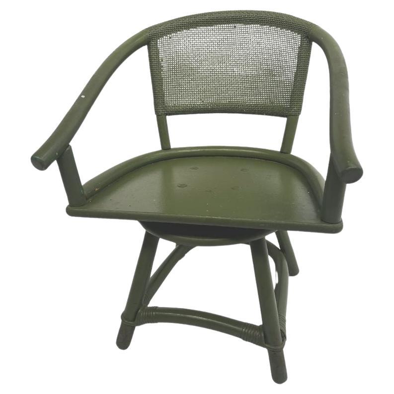 Ficks Reed Mid 20th Century Faux Bamboo Rattan Swivel Chairs  For Sale
