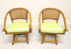 FICKS REED Mid 20th Century Faux Bamboo Rattan Swivel Chairs - Pair A