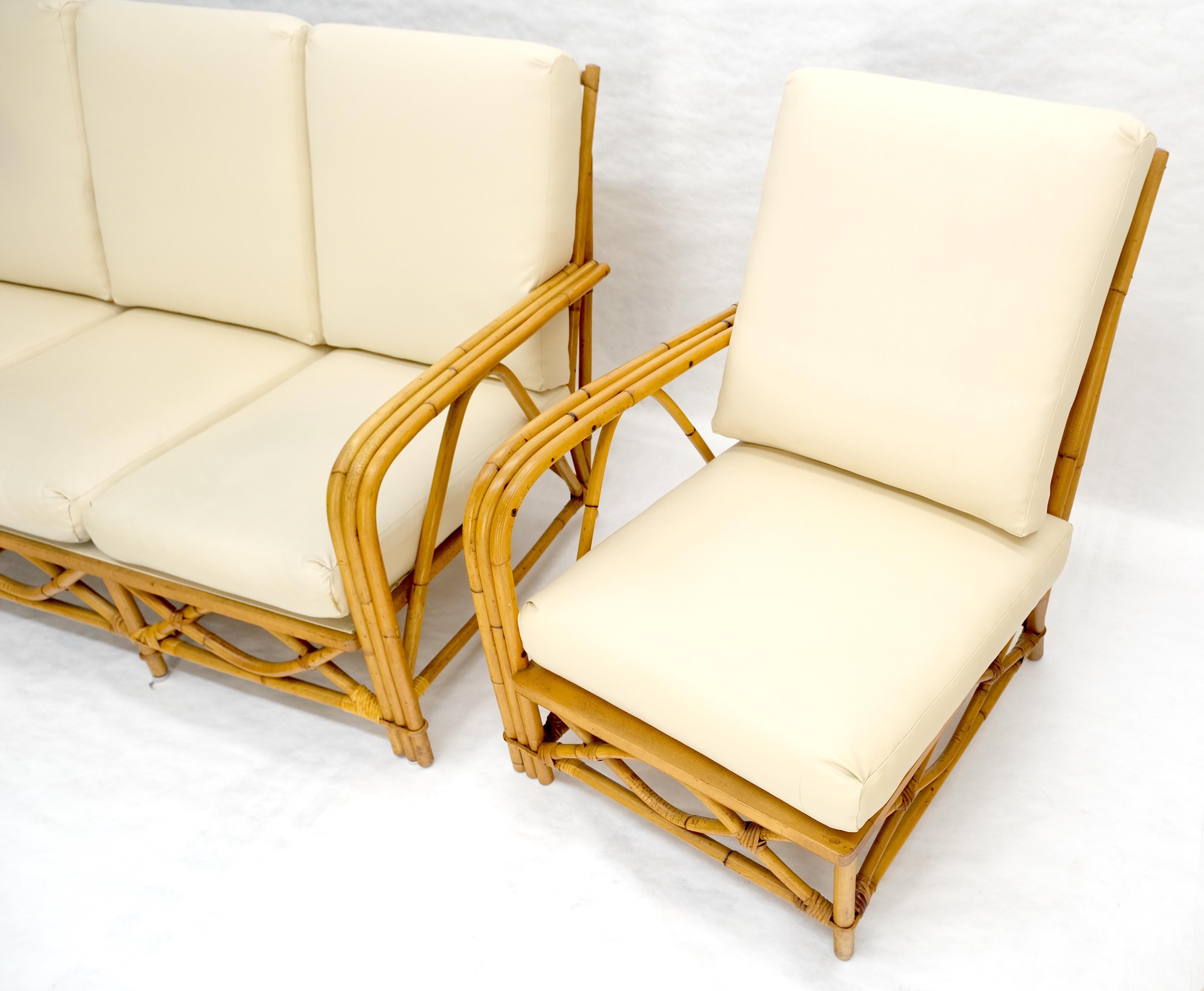 Ficks Reed Mid Century 3 Stück Rattan Bambus Sofa Stühle Set c1960s MINT im Angebot 3